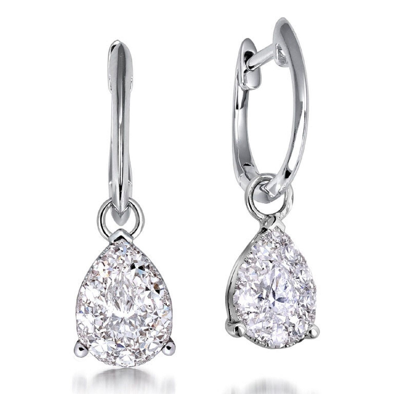 1.2 ctw Natural Diamonds | Color: F | Clarity: VS | 18k White Gold Earrings