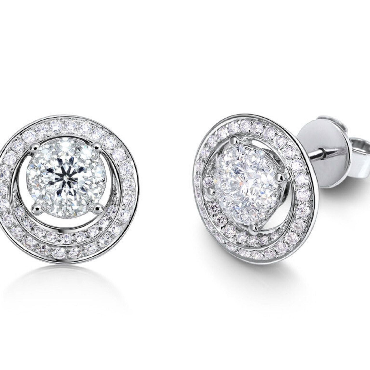 0.87 ctw Natural Diamonds | Color: F | Clarity: VS | 18k White Gold Earrings
