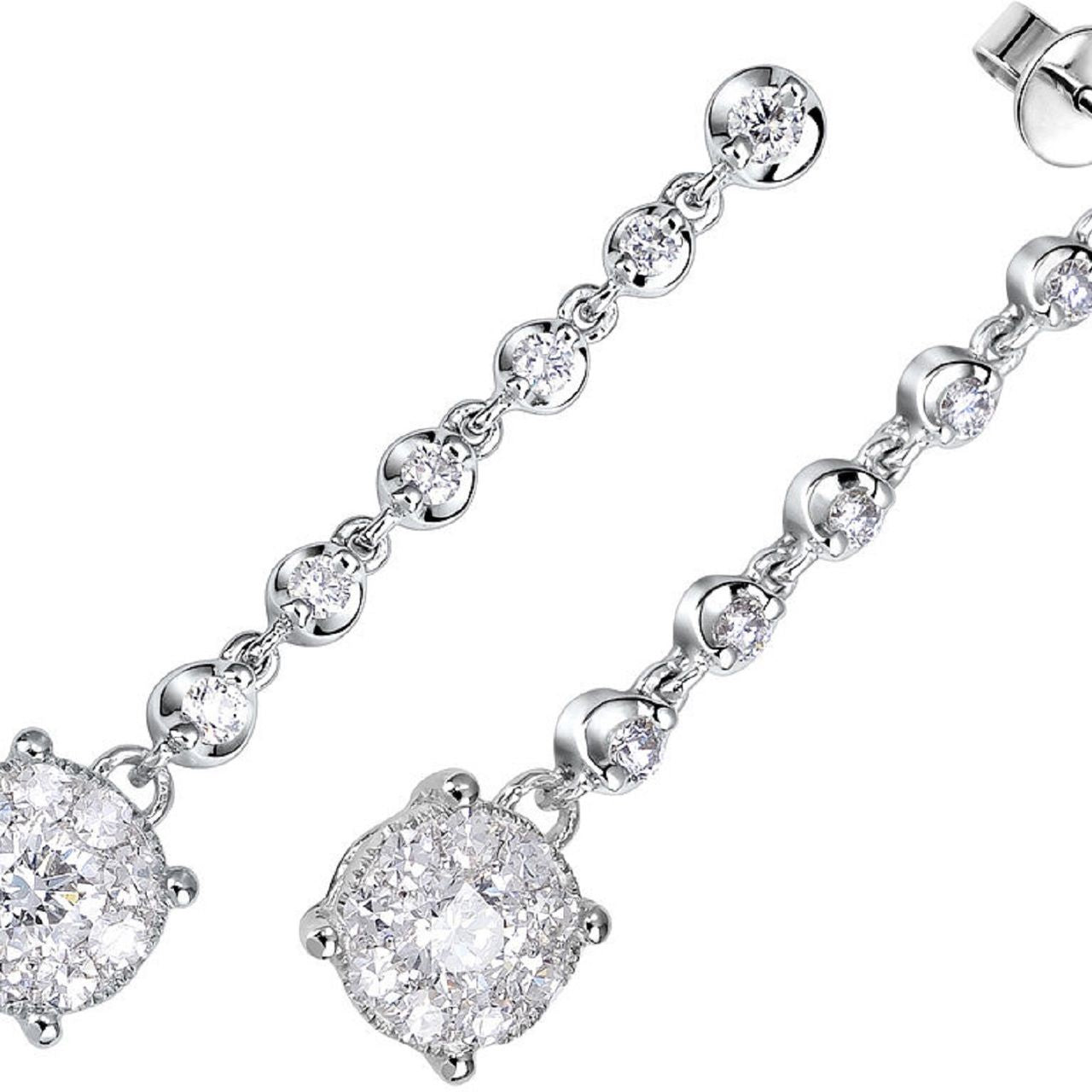0.9 ctw Natural Diamonds | Color: F | Clarity: VS | 18k White Gold Earrings