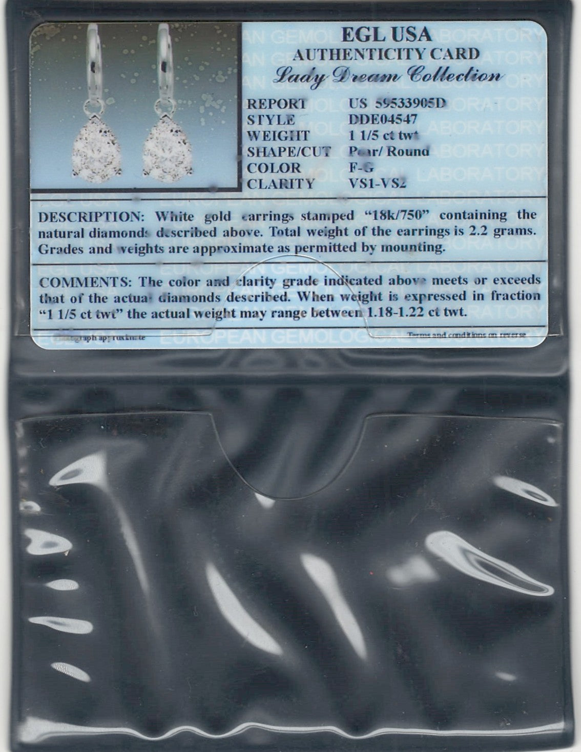 1.2 ctw Natural Diamonds | Color: F | Clarity: VS | 18k White Gold Earrings