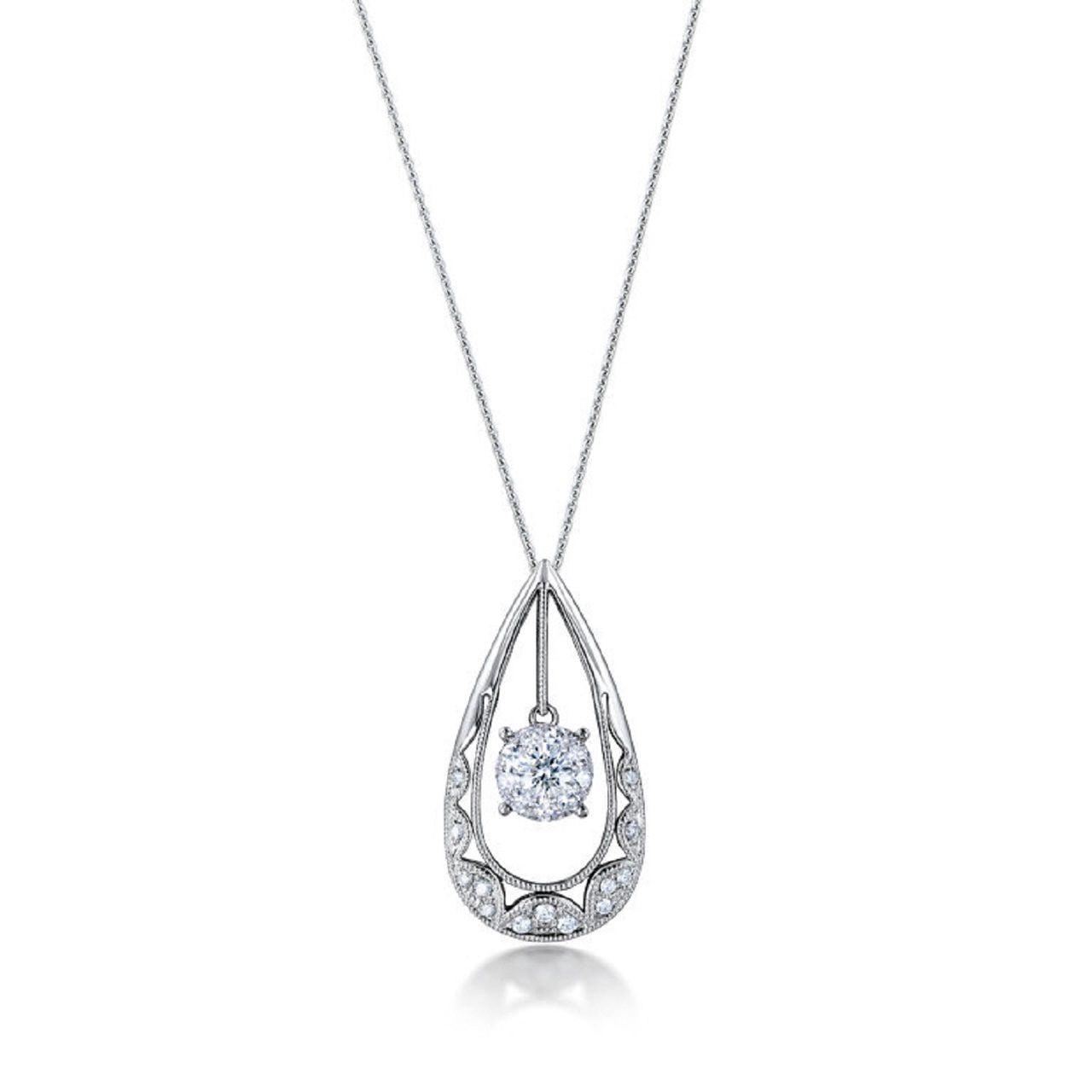 0.40 ctw Natural Diamonds | Color: F | Clarity: VS | 18k White Gold Pendant.