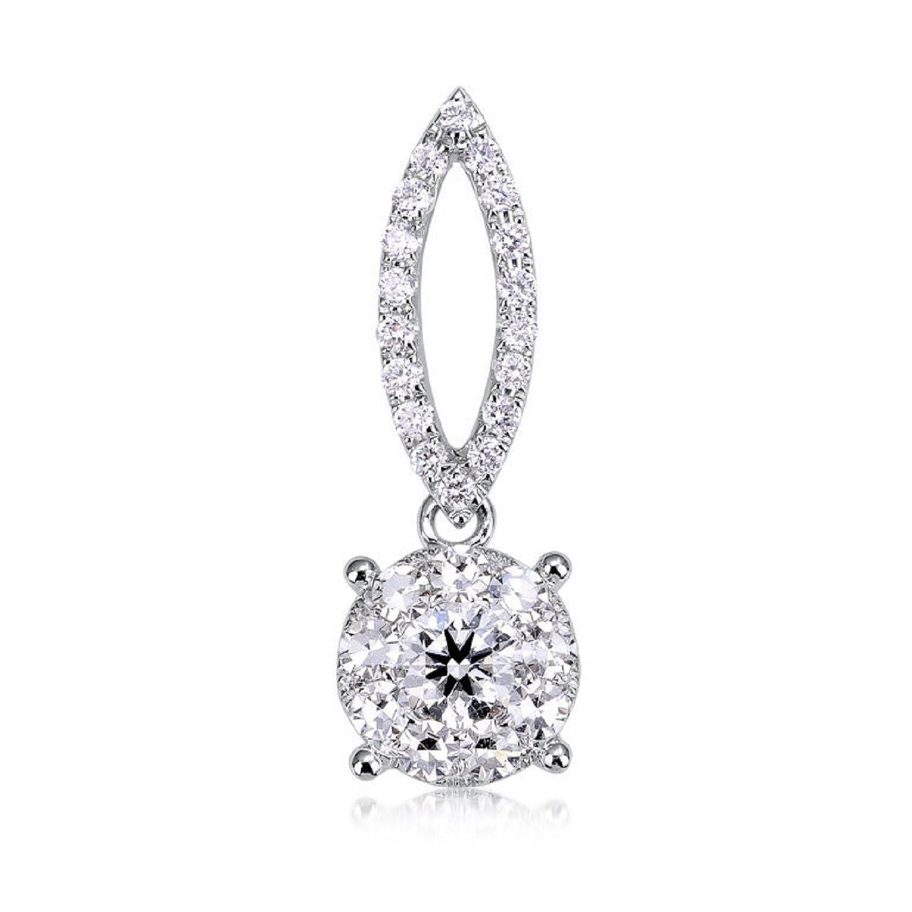 0.50 ctw Natural Diamonds | Color: F | Clarity: VS | 18k White Gold Pendant.