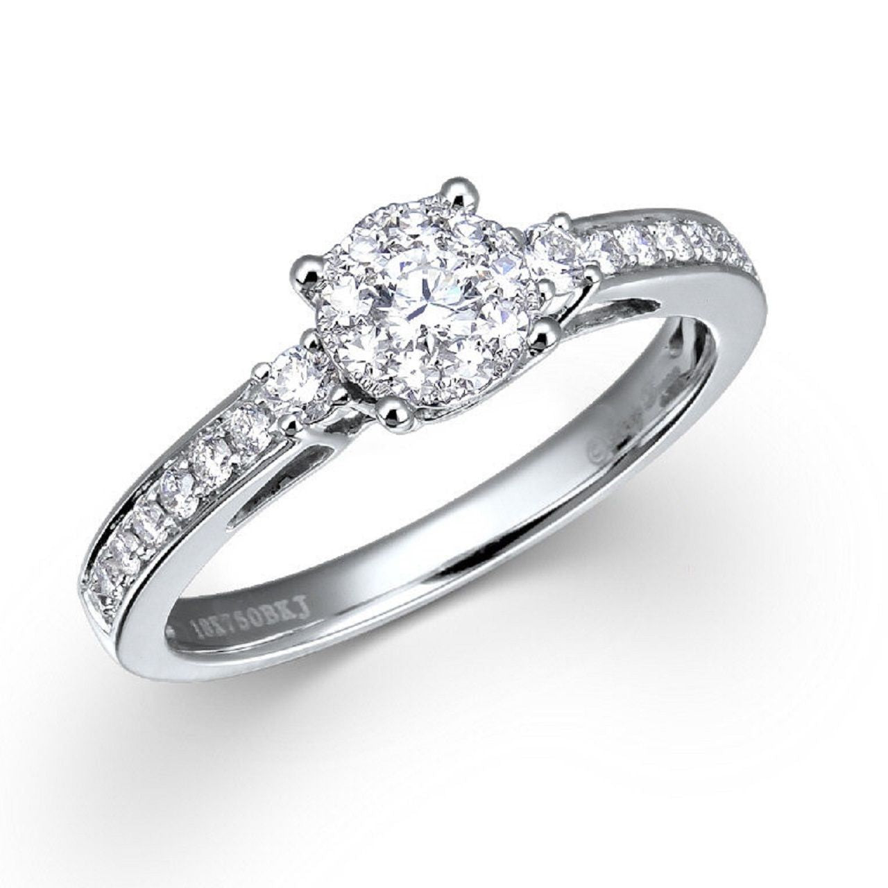 0.55 ctw Natural Diamonds | Color: F | Clarity: VS | 18k White Gold Ring