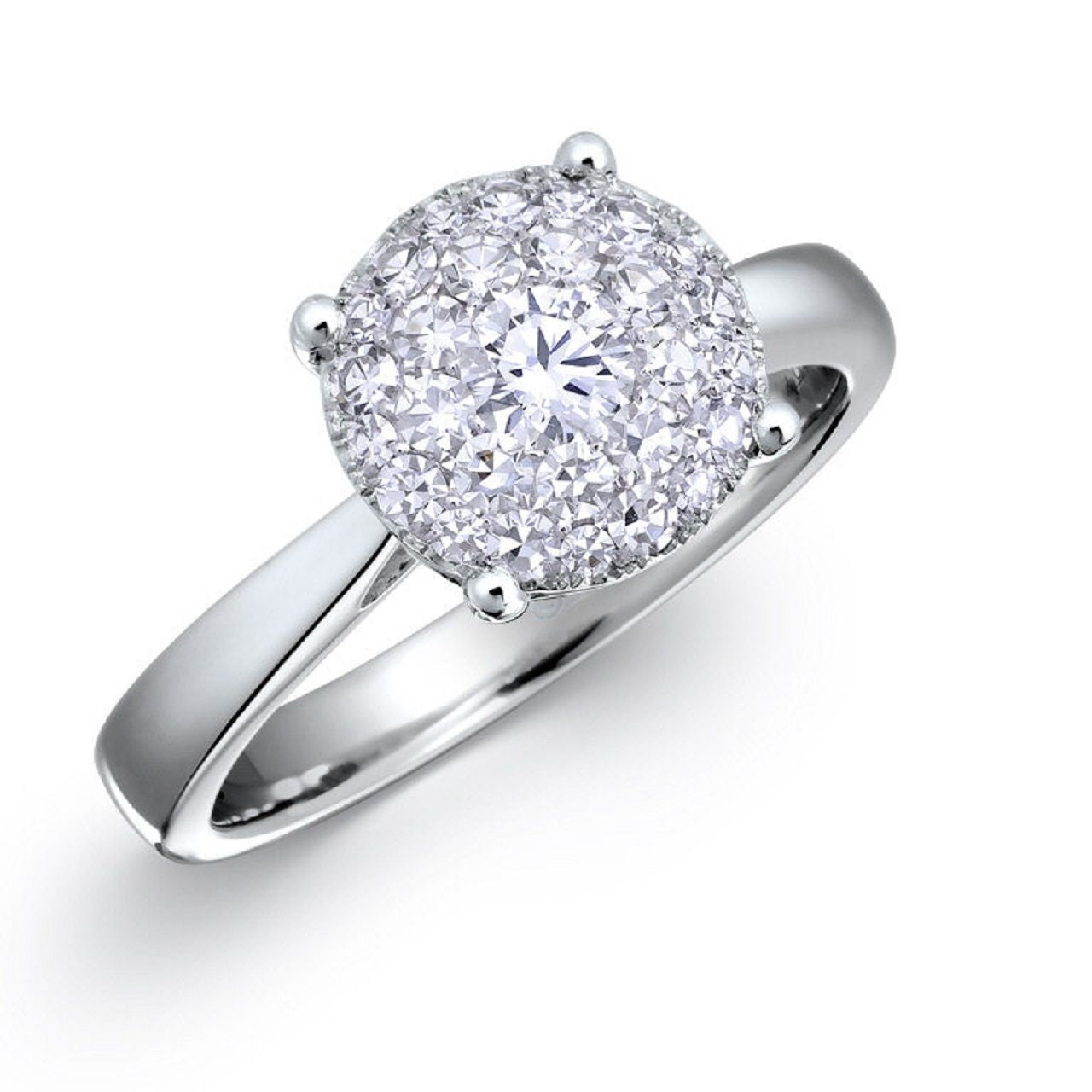 0.90 ctw Natural Diamonds | Color: F | Clarity: VS | 18k White Gold Ring