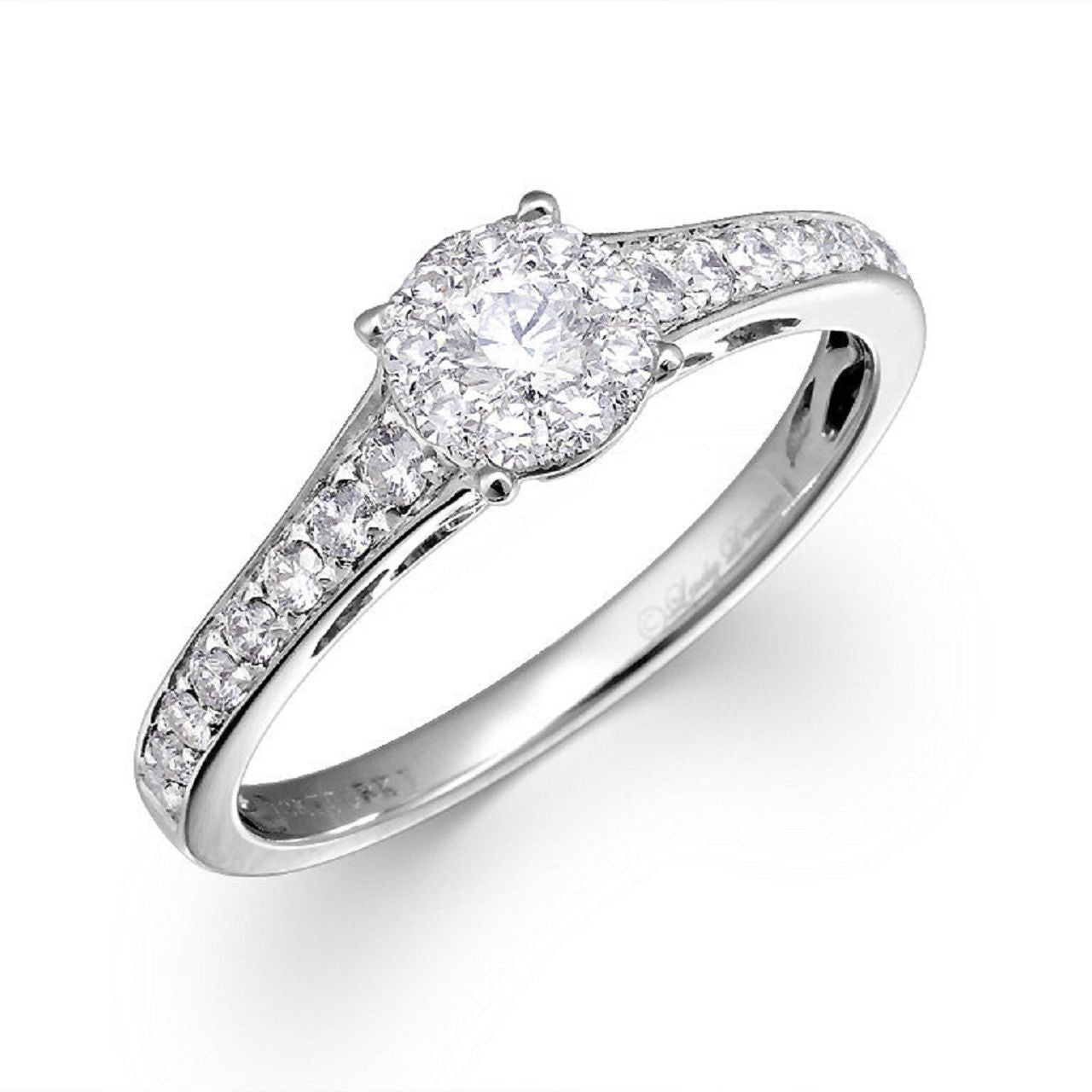 0.59 ctw Natural Diamonds | Color: F | Clarity: VS | 18k White Gold Ring