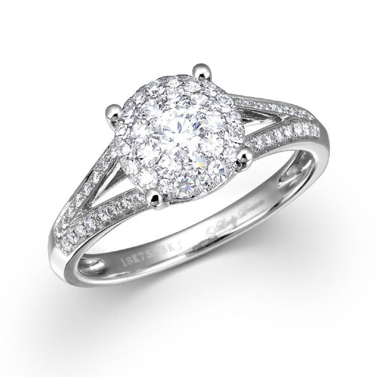 18K WHITE GOLD RING F COLOR VS QUALITY D-1.03