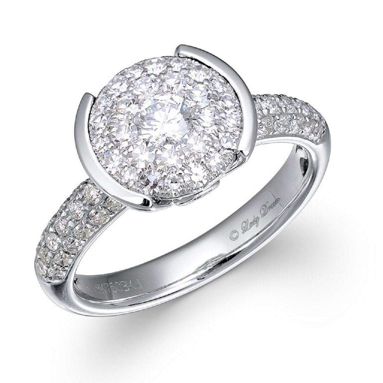 1.67 ctw Natural Diamonds | Color: F | Clarity: VS | 18k White Gold Ring.