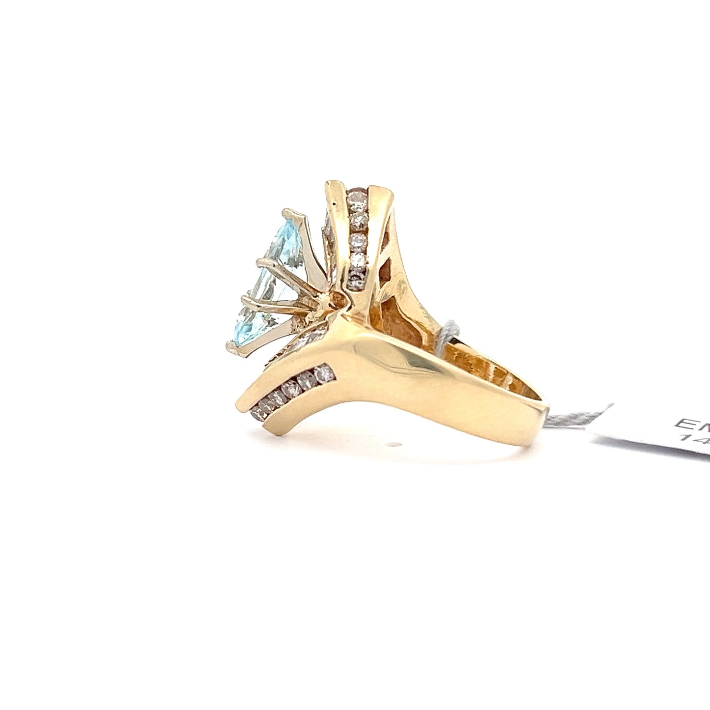 1.62 ct Marquise Natural Aquamarine | 1.25 ctw Natural Diamond Ring | 14k YG.