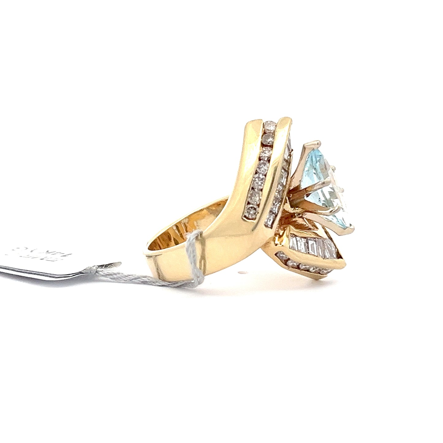 1.62 ct Marquise Natural Aquamarine | 1.25 ctw Natural Diamond Ring | 14k YG.