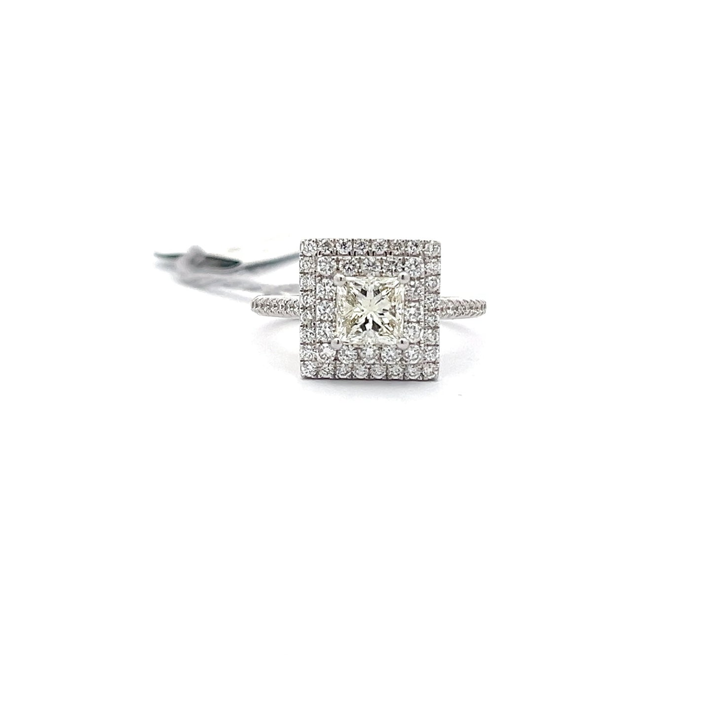 0.98ct Natural Princess-Cut Center Diamond & 0.64ct Natural Side Diamonds Ring | 18K WG