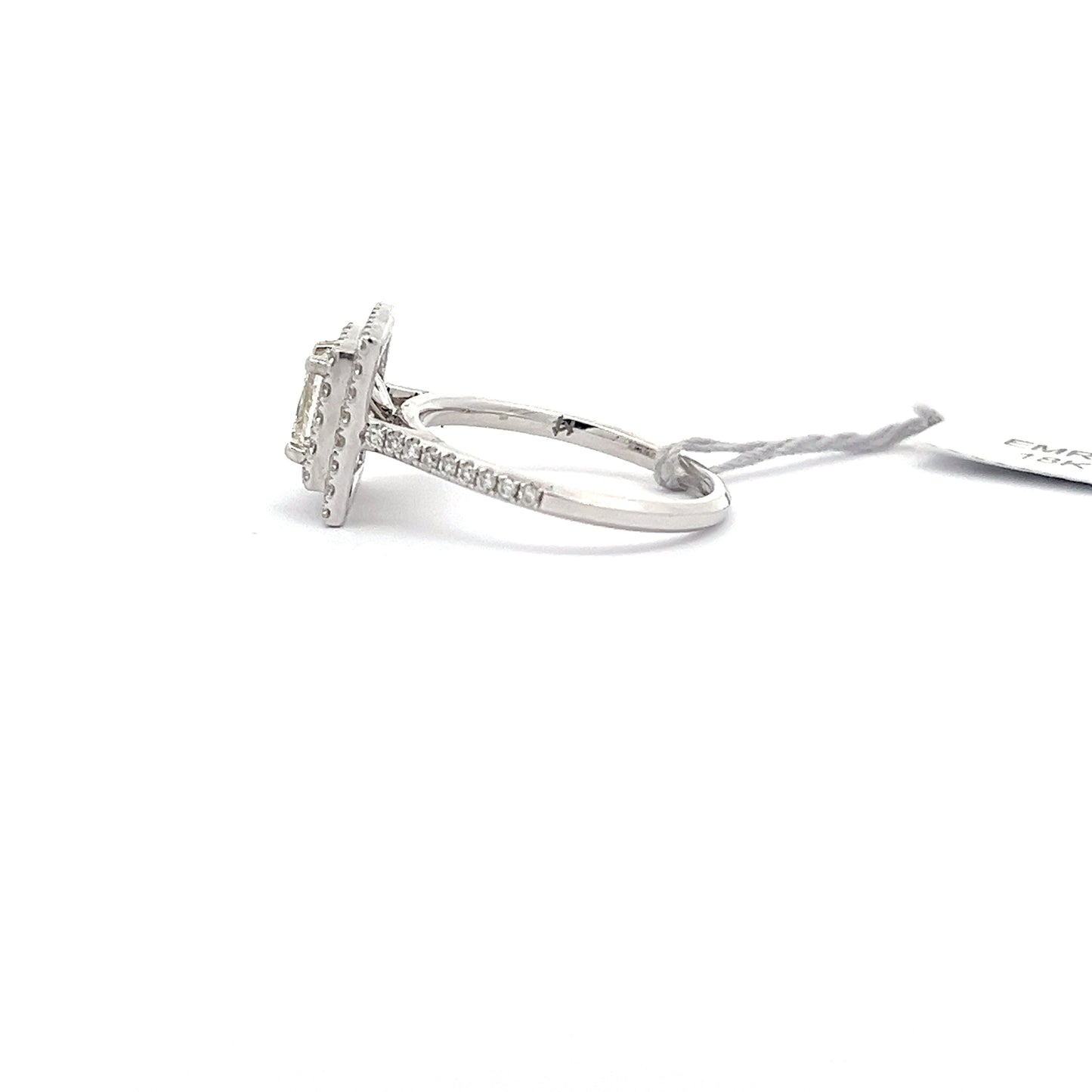 0.98ct Natural Princess-Cut Center Diamond & 0.64ct Natural Side Diamonds Ring | 18K WG