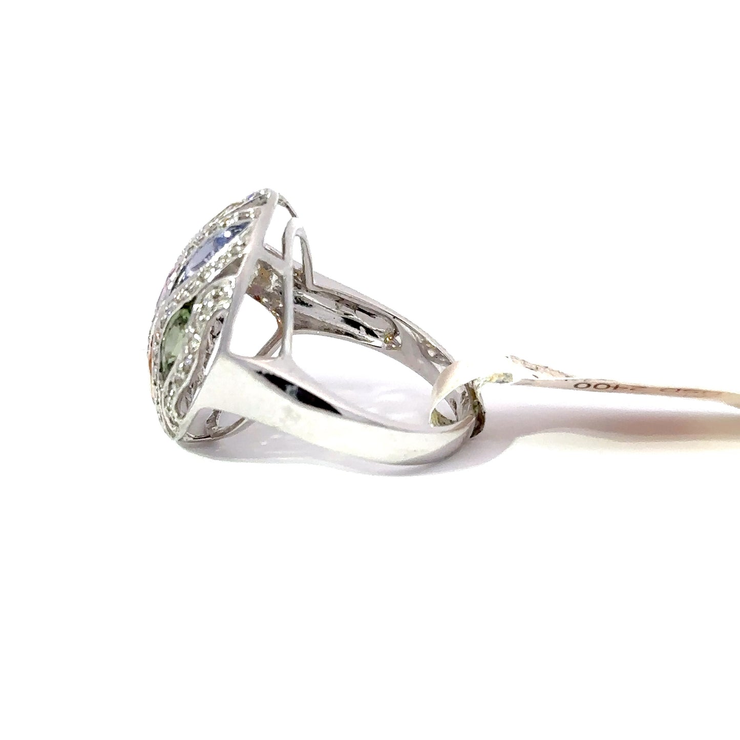 2.40ct Natural Oval Multi-Color Sapphires (7 pcs) & 0.56ct Natural Diamonds Ring | 14K WG