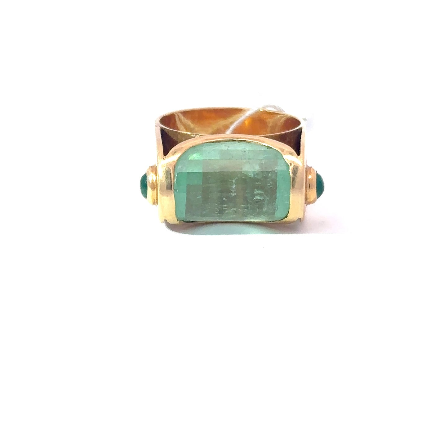 18K YELLOW GOLD | 6.5 CT NATURAL EMERALD VINTAGE RING.