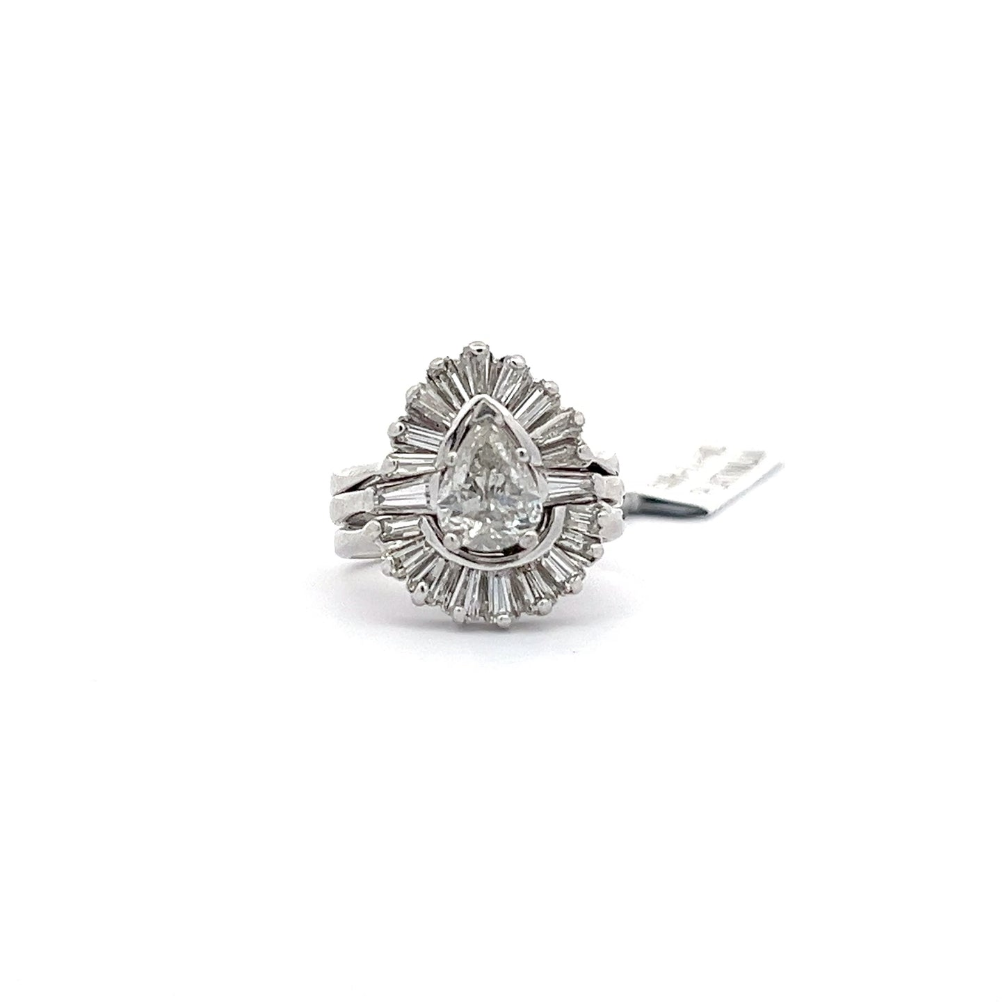 1.25ct Natural Pear-Cut Diamond & 0.68ct Natural Baguette Side Diamonds Ring | PLT