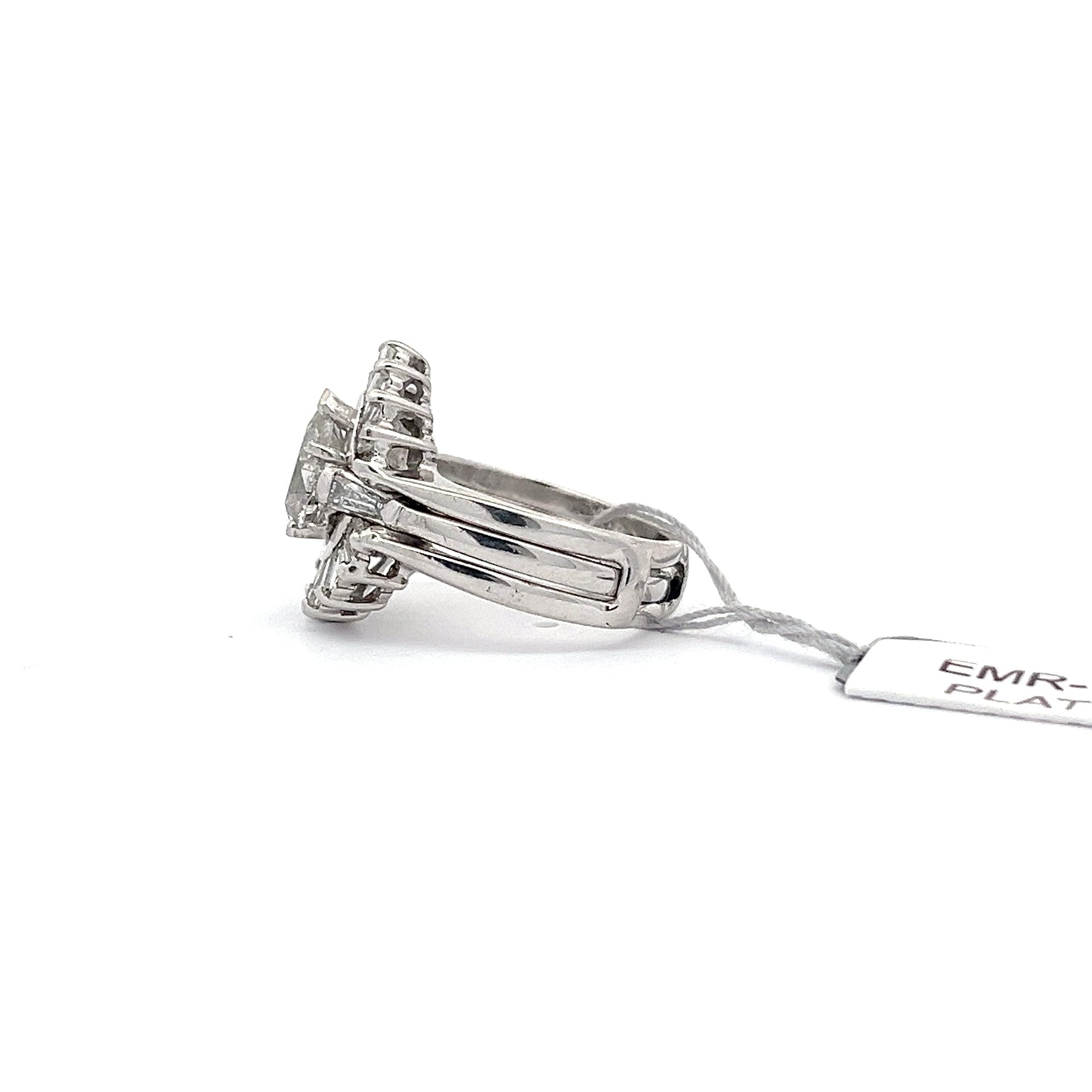 1.25ct Natural Pear-Cut Diamond & 0.68ct Natural Baguette Side Diamonds Ring | PLT