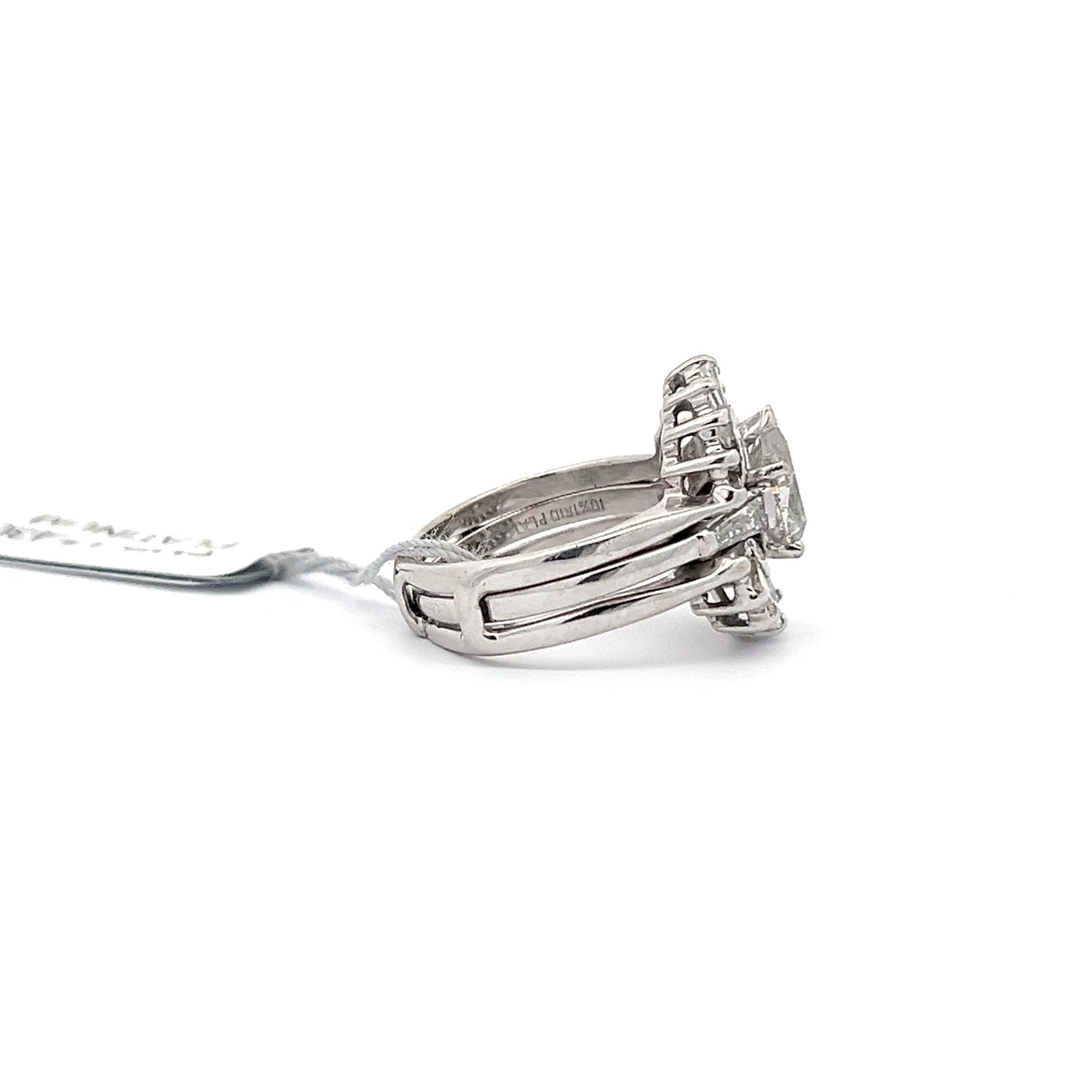 1.25ct Natural Pear-Cut Diamond & 0.68ct Natural Baguette Side Diamonds Ring | PLT