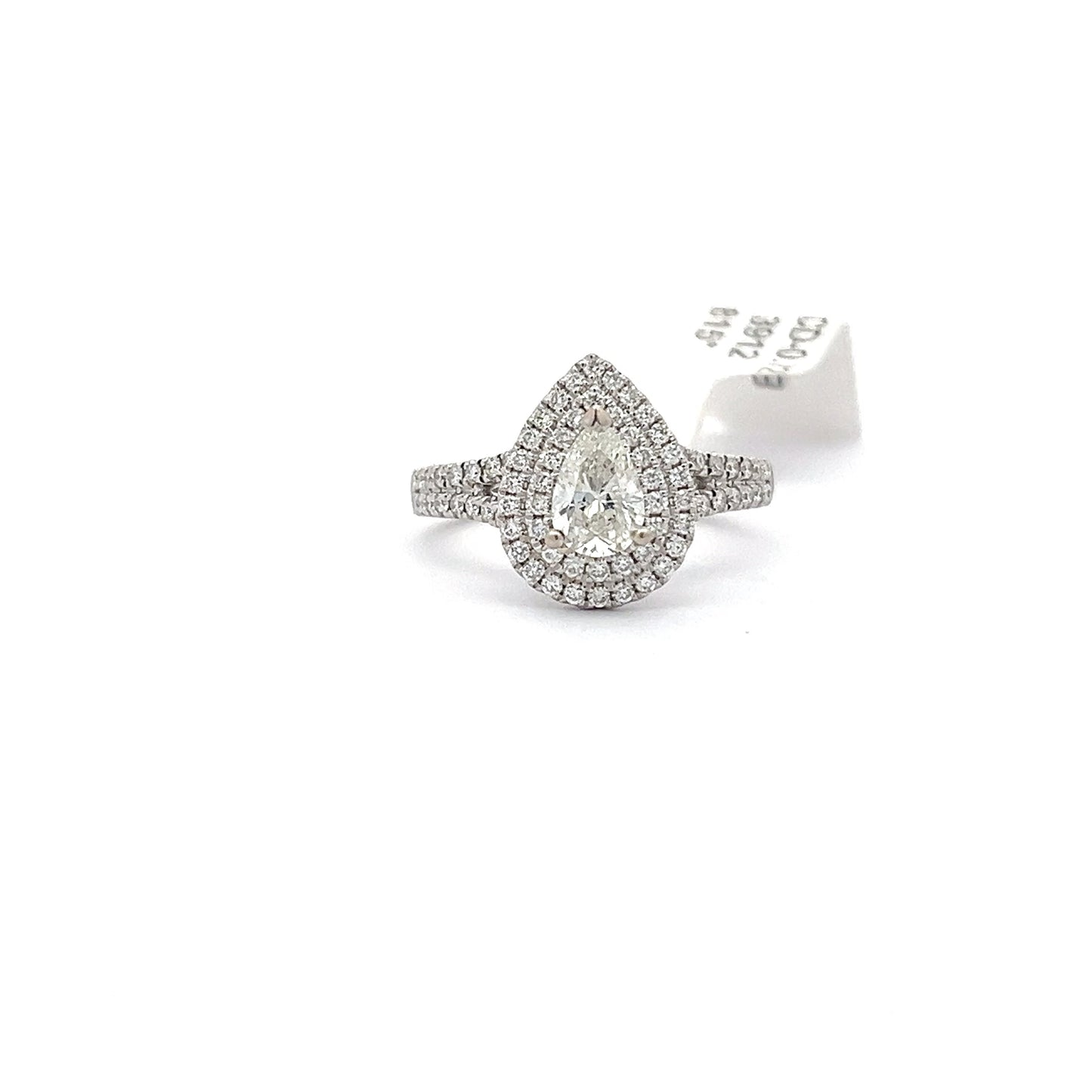 1.25ctw Natural Diamond Ring | 0.72ct Pear Center | 18K White Gold | 5.5 Gram.
