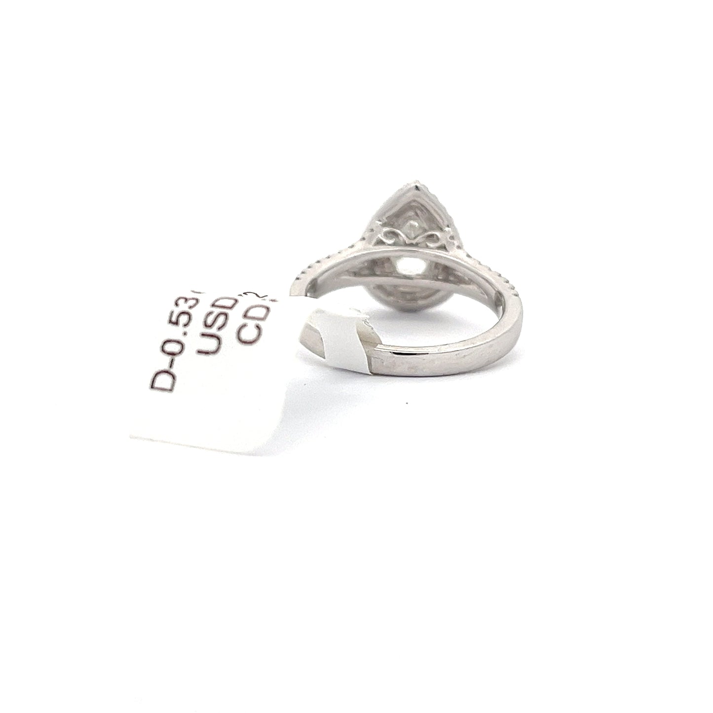 1.25ctw Natural Diamond Ring | 0.72ct Pear Center | 18K White Gold | 5.5 Gram.