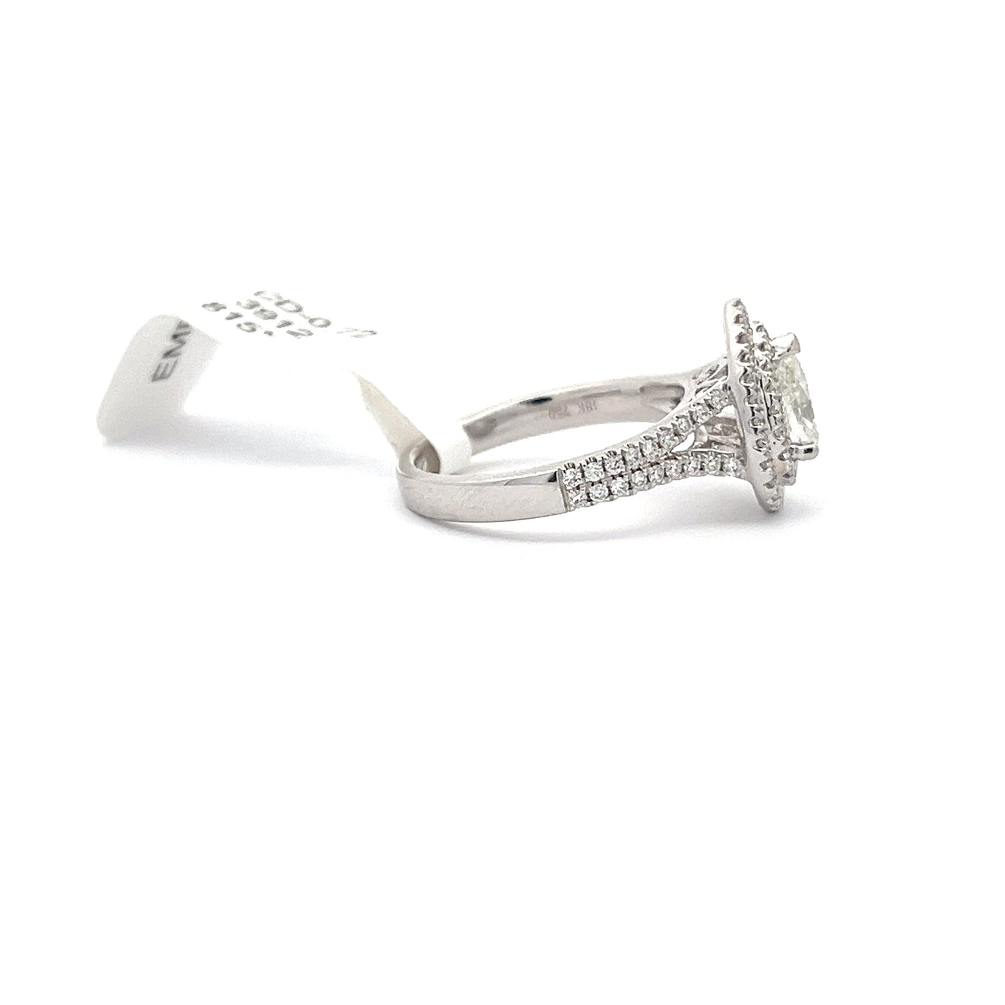 1.25ctw Natural Diamond Ring | 0.72ct Pear Center | 18K White Gold | 5.5 Gram.