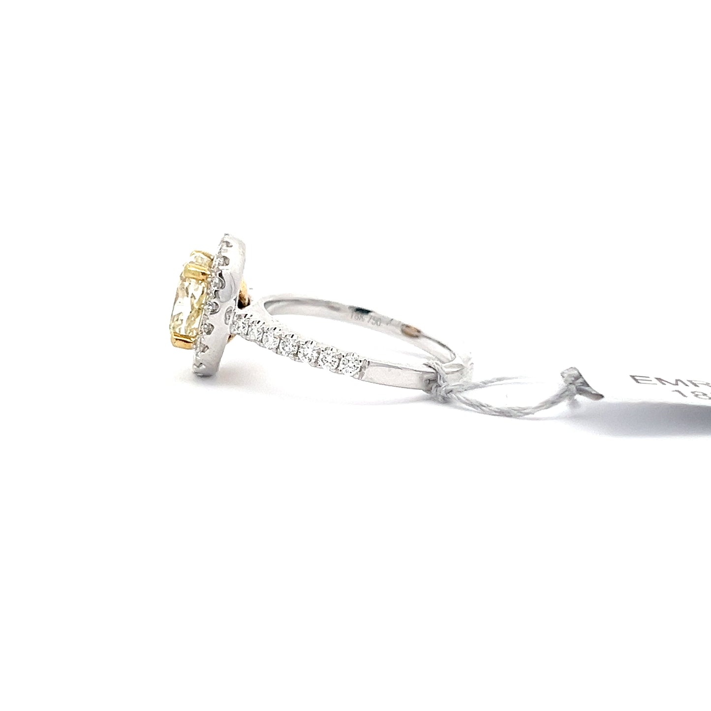 2.07ct Center Yellow Natural Diamond Ring | 0.63 ct Side Diamonds | 18k YWG