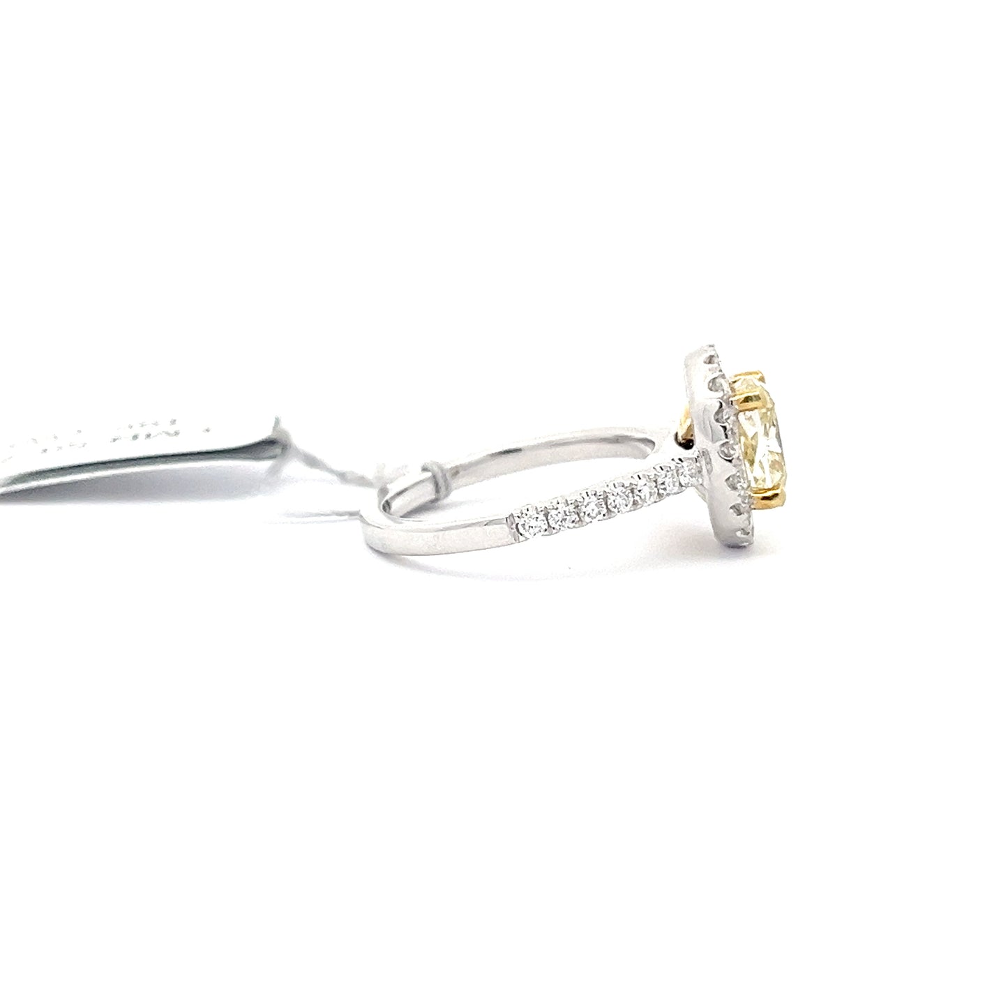 2.07ct Center Yellow Natural Diamond Ring | 0.63 ct Side Diamonds | 18k YWG