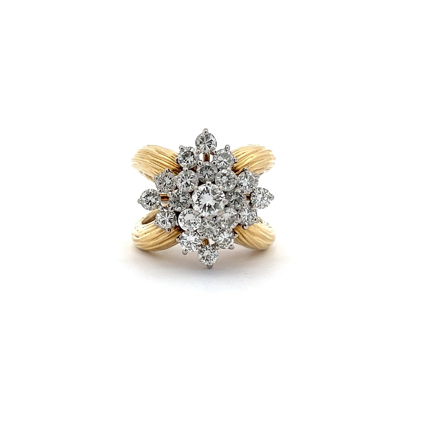 0.39 ct Natural Diamond Ring | 2.60 ct Side Diamonds | 18K YWG