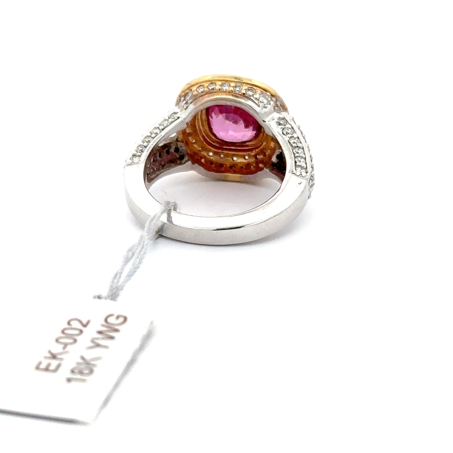18K YELLOW/WHITE GOLD - 3.02 NATURAL PINK SAPPHIRE | 0.10 CT SIDE DIAMONDS RING.