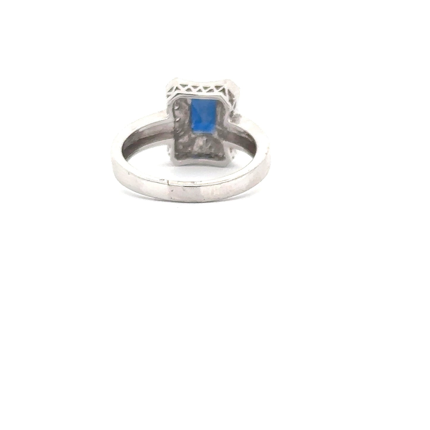 1.26ct Natural Emerald cut Sapphire & 0.14ct Natural Diamonds Ring | 14K WG