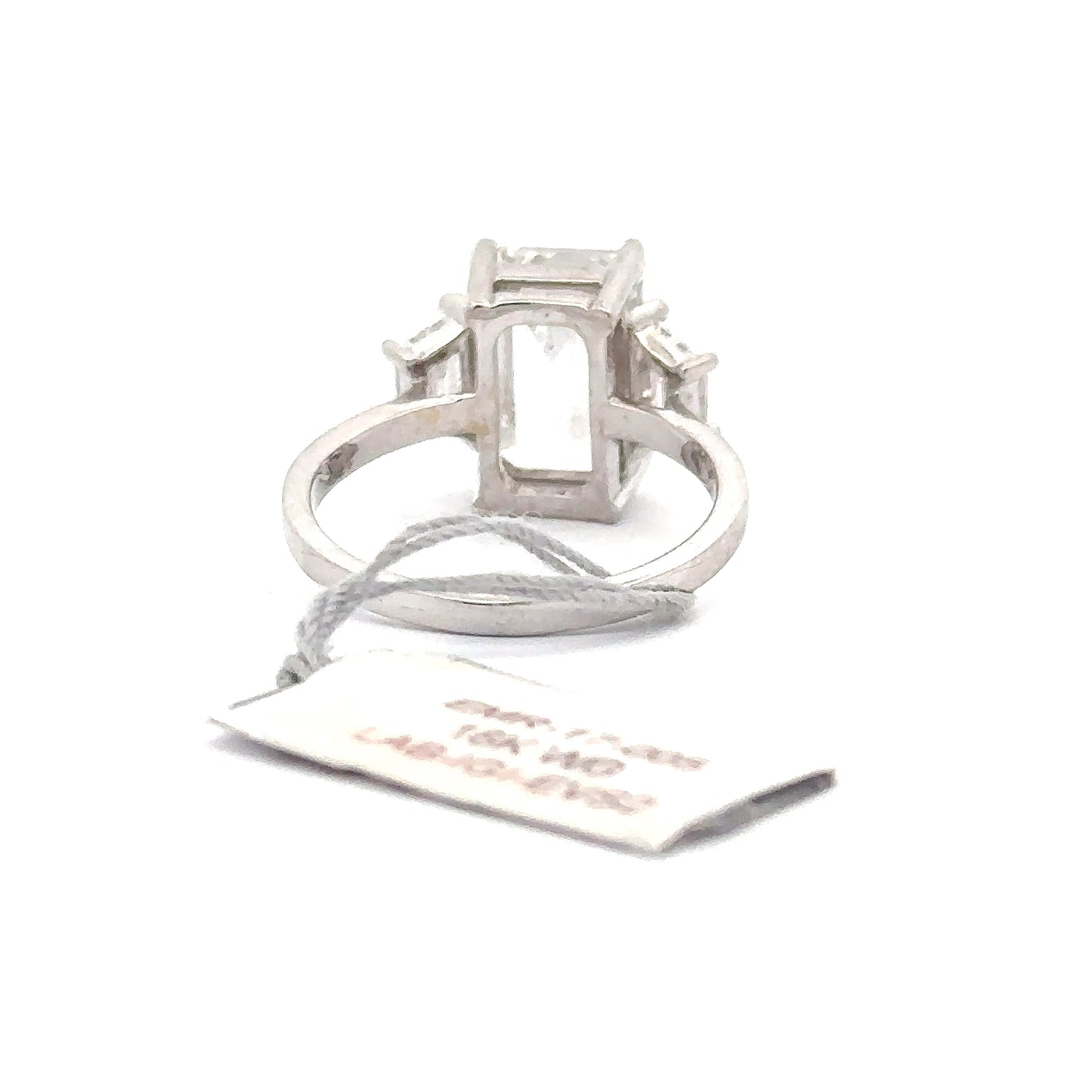 5.01ct Lab Emerald-Cut Diamond (E/VS2) with 0.54ct Tapered Baguette Side Stones | 18K WG | IGI