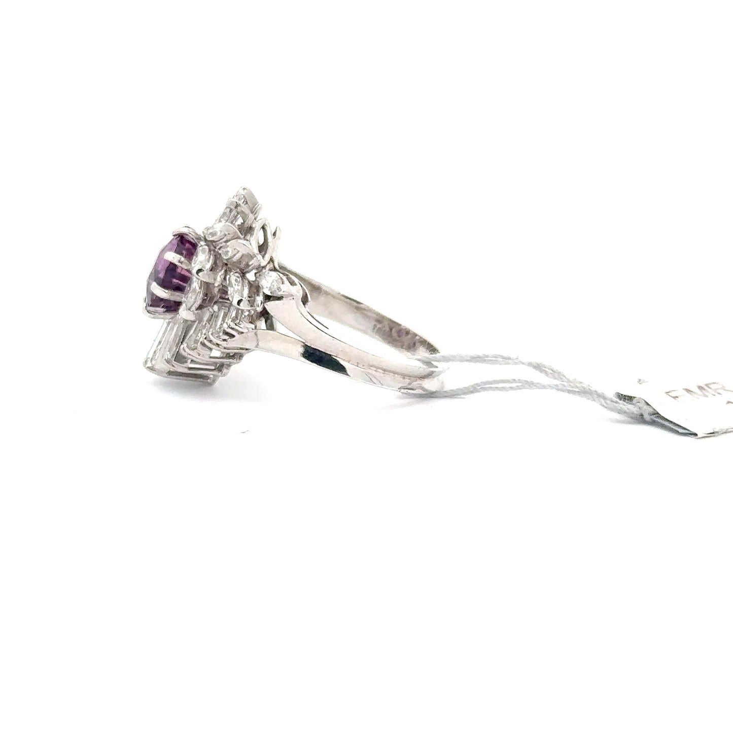 18k White Gold with Purple Sapphire Women’s Designer Ring.