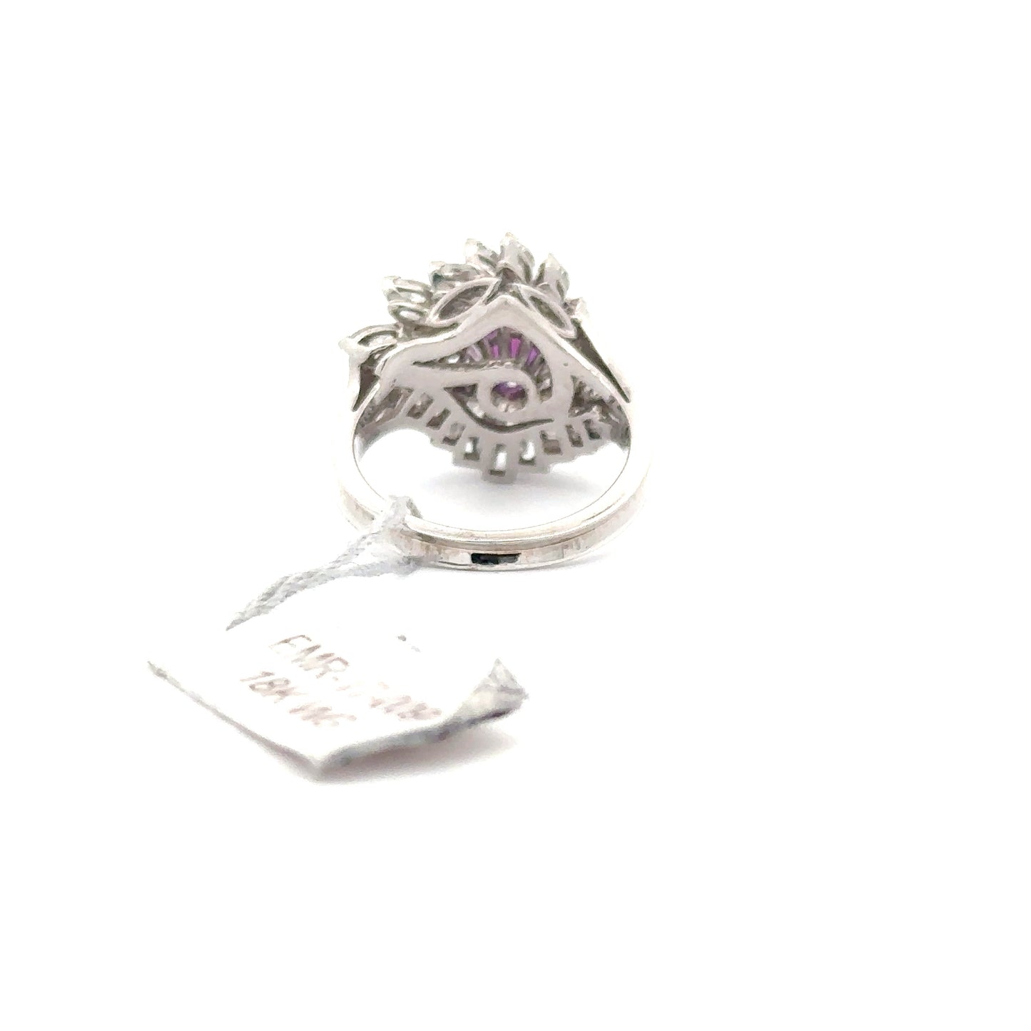 18k White Gold with Purple Sapphire Women’s Designer Ring.