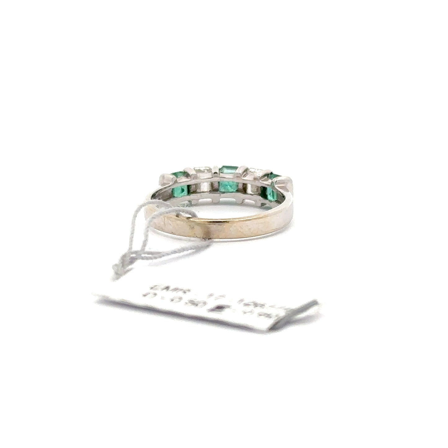 18K WHITE GOLD | 0.60 CT NATURAL EMERALDS | 0.50 CT NATURAL DIAMONDS BAND.