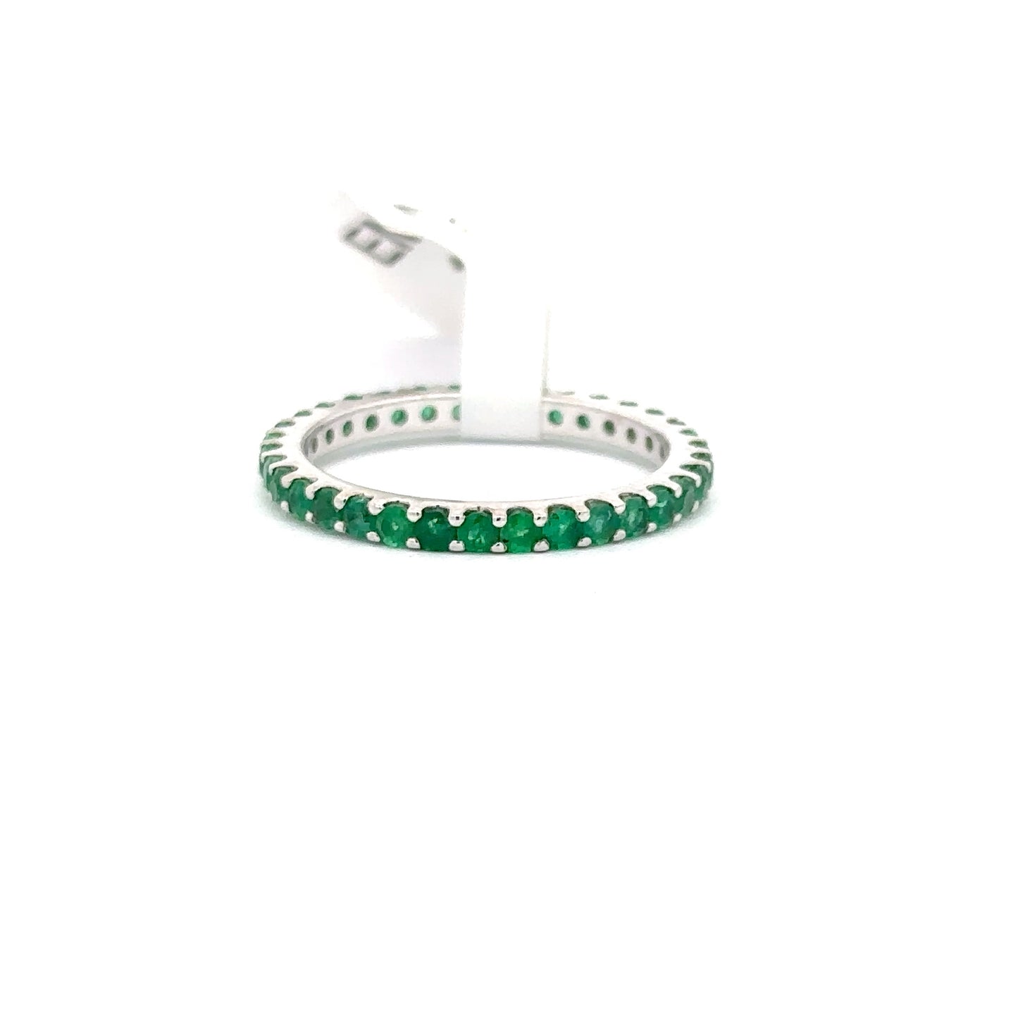 14K WHITE GOLD | 1.02 CTW NATURAL EMERALD BAND.