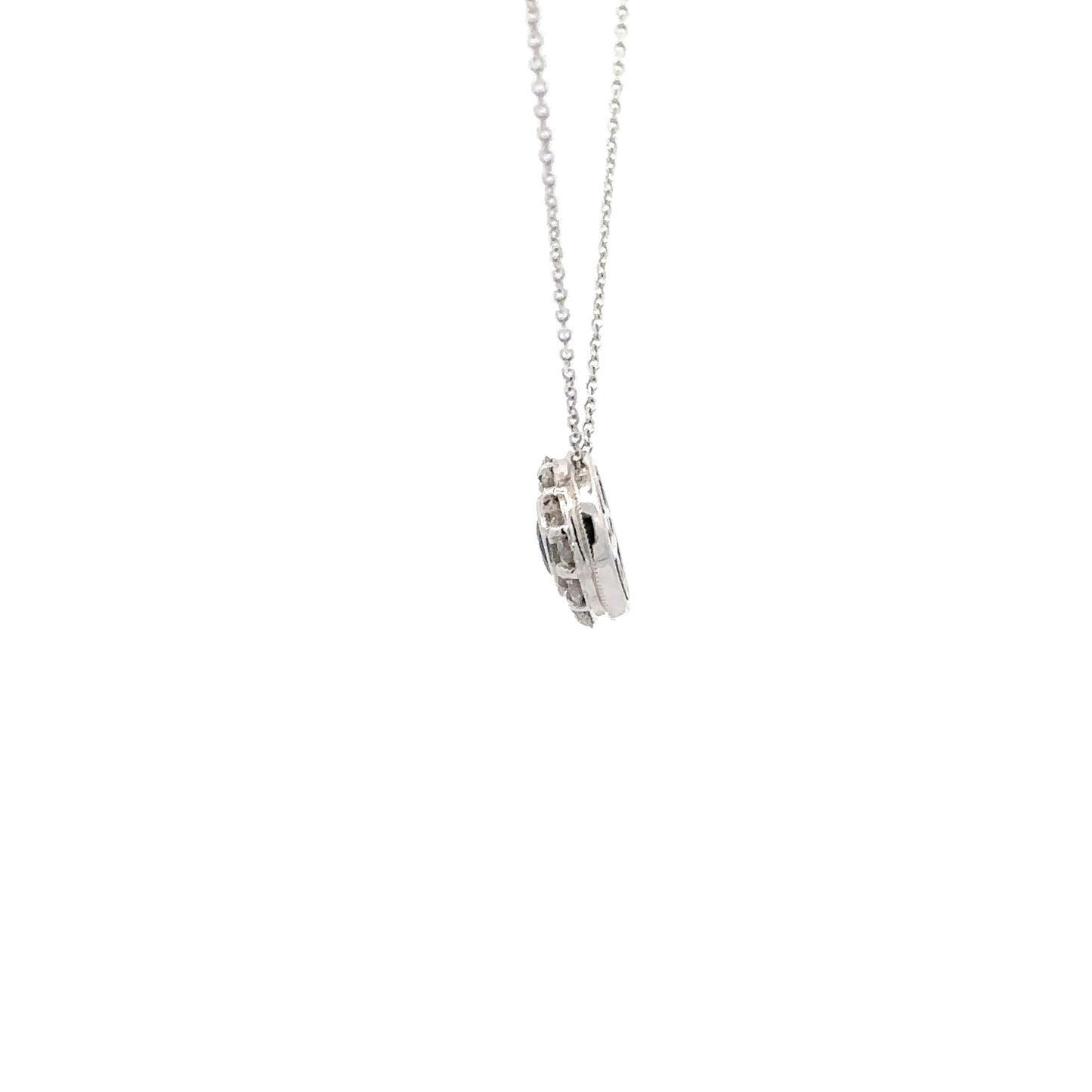 0.65 ct Natural Blue Sapphire Necklace | 0.45 ct Natural Diamonds | 14k White Gold