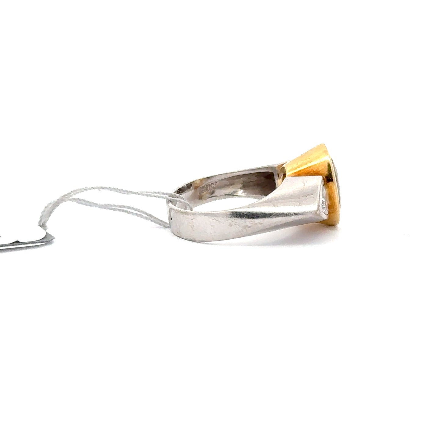 4.00ct Natural Oval Yellow Sapphire & 0.50ct Natural Trillon-cut Diamonds Ring | 18K YWG