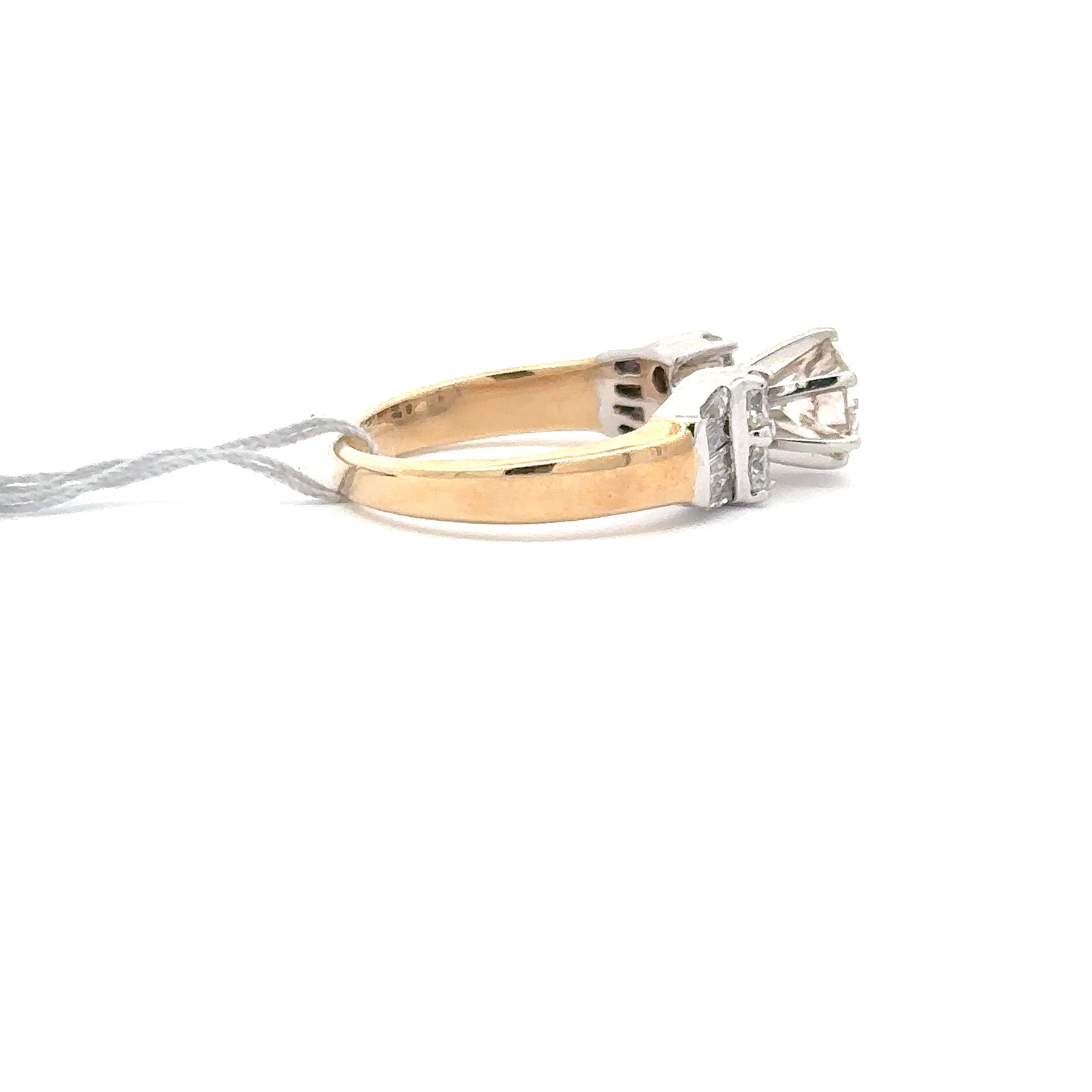 1.02ct Natural Round-Cut Diamond & 0.45ct Natural Side Diamonds Ring | 14K YWG