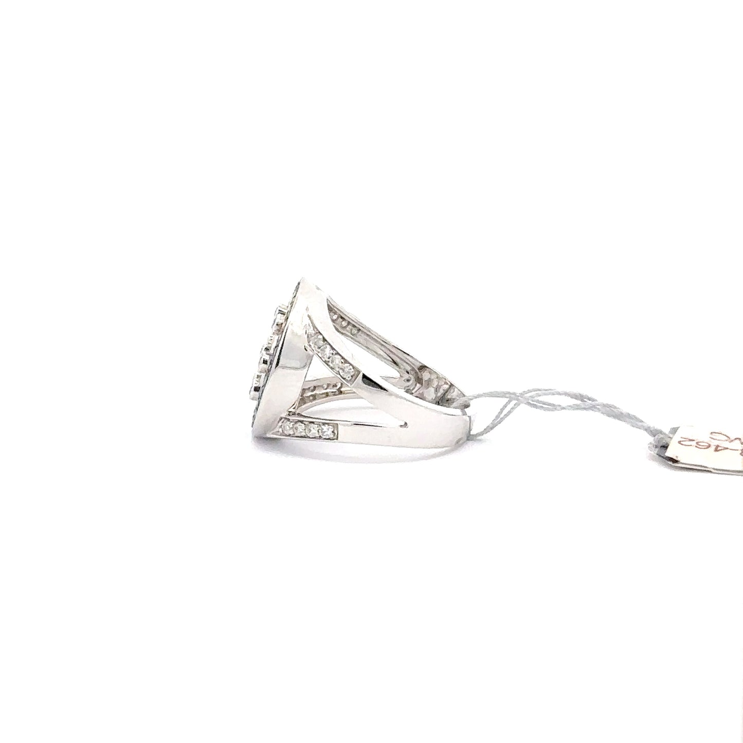 14K White Gold | 0.29 ct Natural Diamond | 0.35 ct Natural Blue Diamonds.