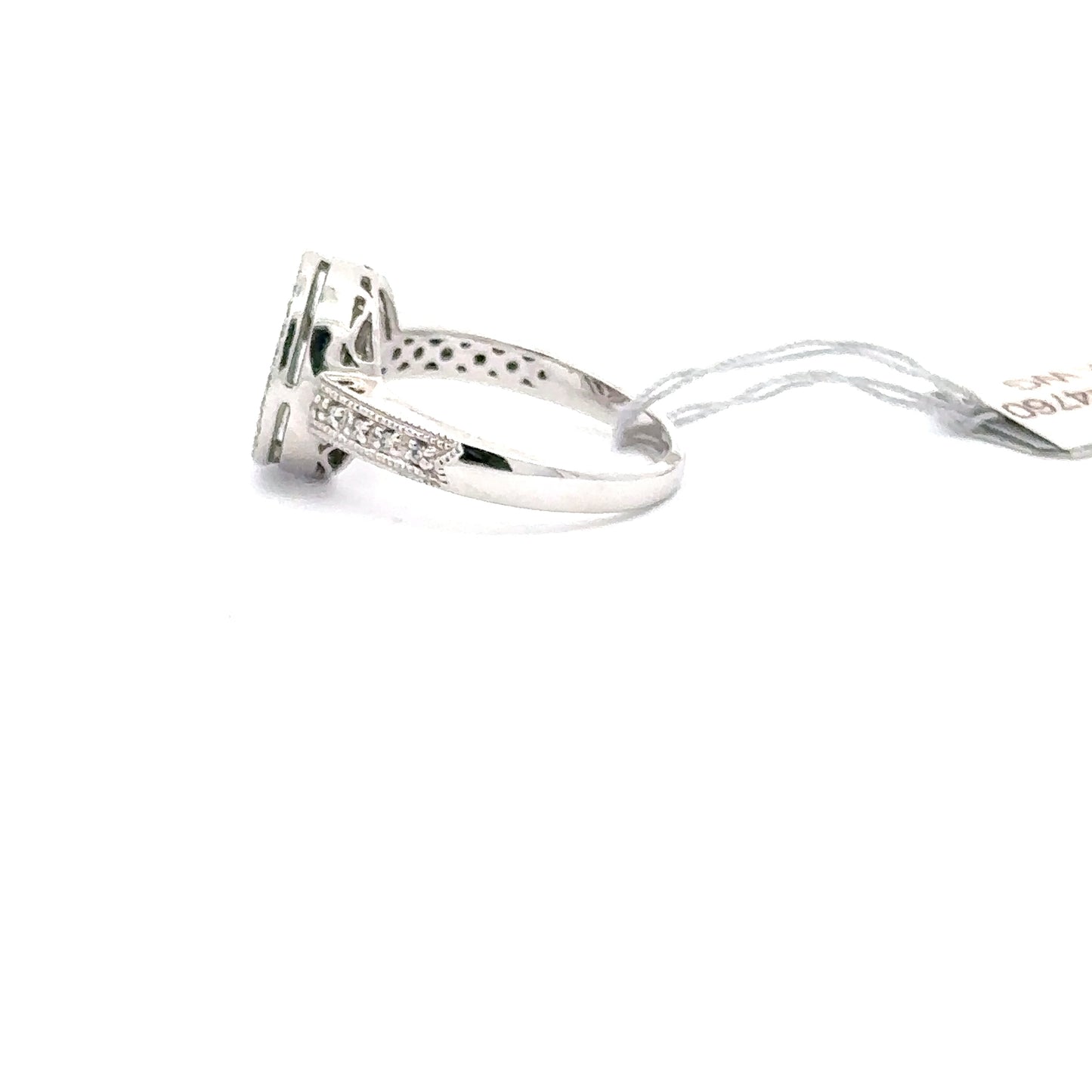 14k WHITE GOLD | 0.20 CT NATURAL DIAMOND | 0.80 CT NATURAL BLUE DIAMONDS RING.