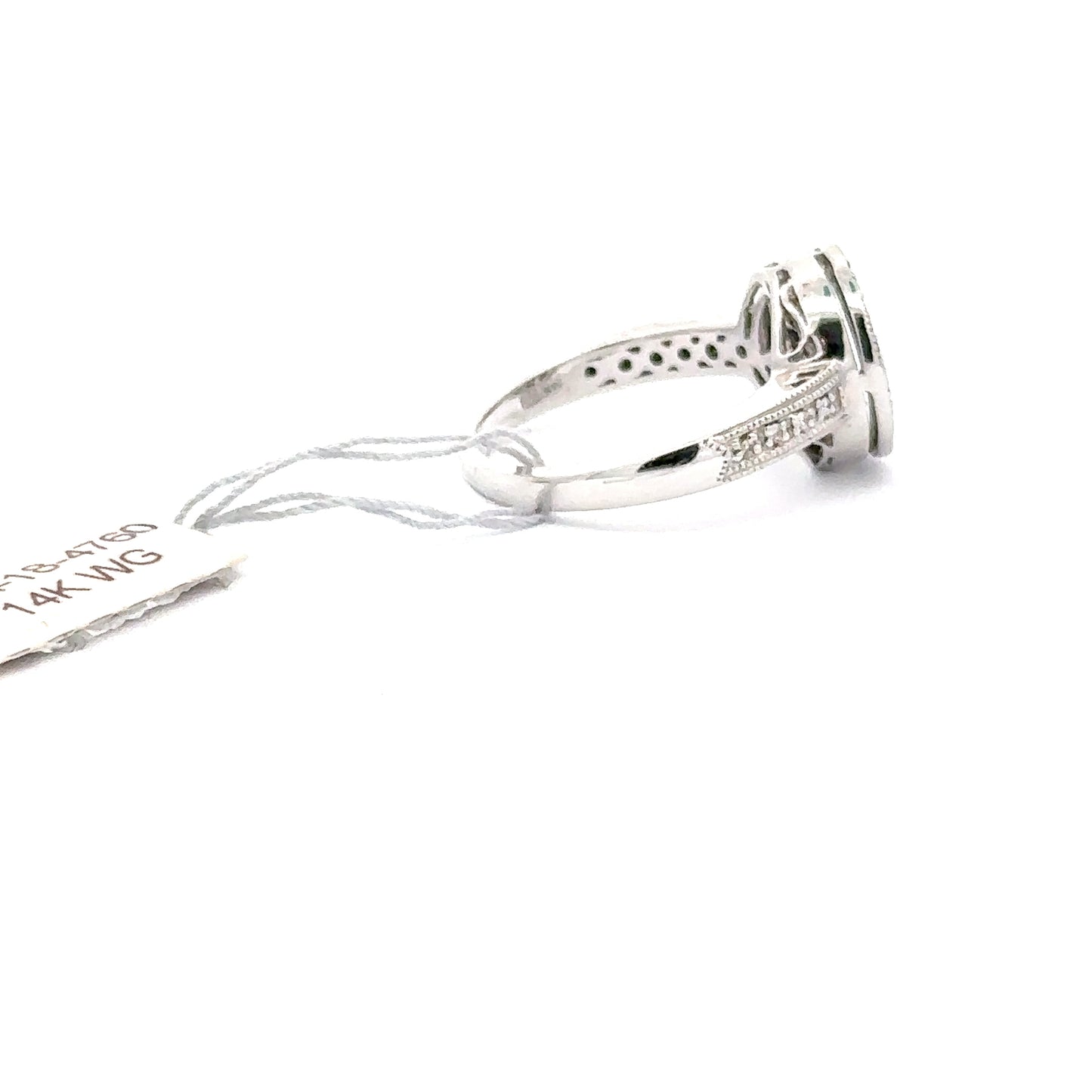 14k WHITE GOLD | 0.20 CT NATURAL DIAMOND | 0.80 CT NATURAL BLUE DIAMONDS RING.