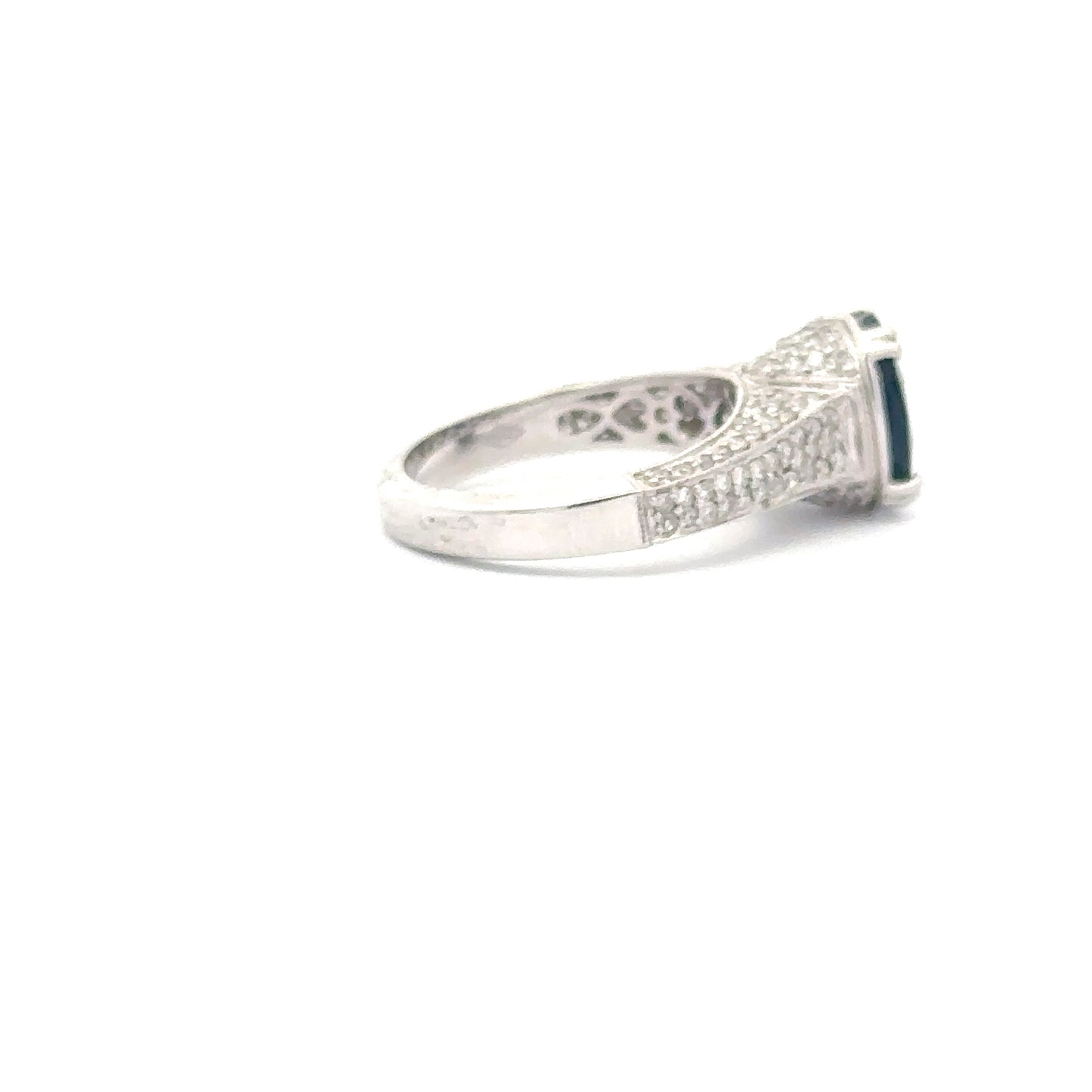 3.06ct Natural Oval Blue Sapphire & 0.90ct Natural Round Diamonds Ring | 18K WG