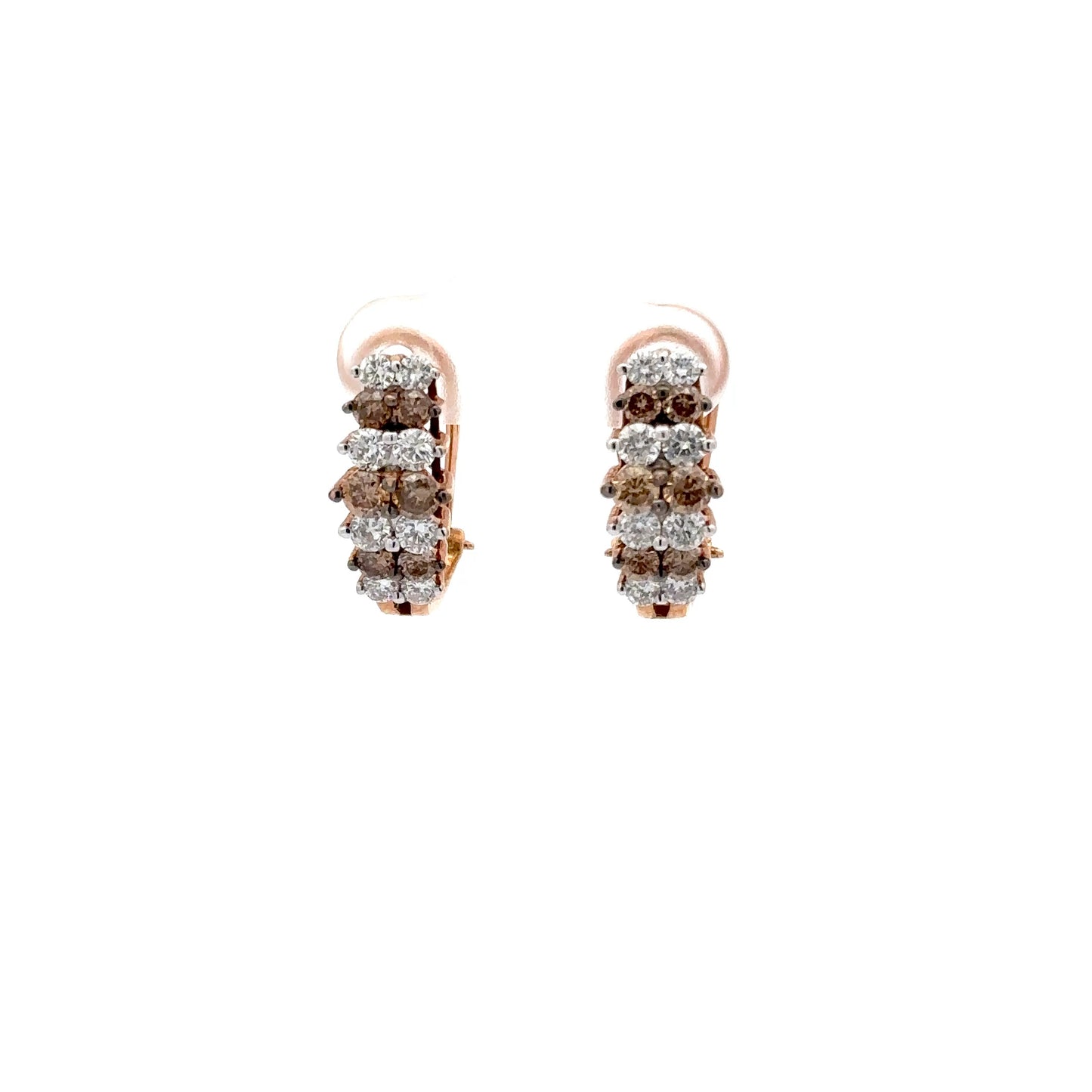 2.01 ctw Natural Chocolate Diamonds & Natural Diamonds Earrings | 14k Rose Gold