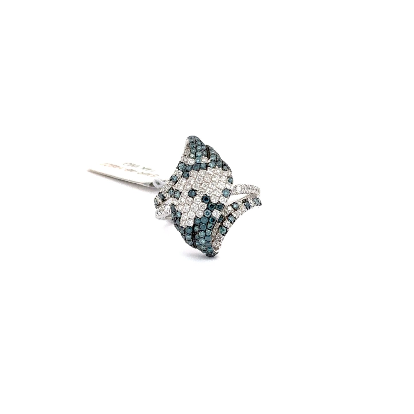 14K WHITE GOLD | 0.94 CT NATURAL DIAMOND | 0.96 NATURAL BLUE DIAMOND RING.