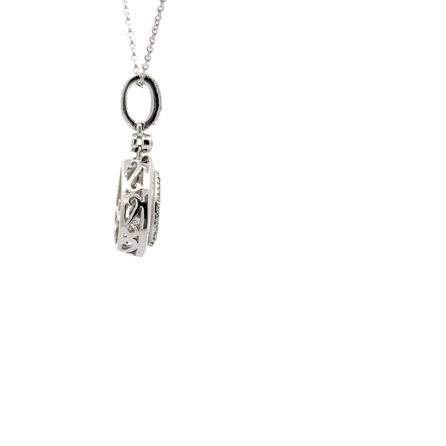 0.26 ct Natural Blue Center Diamond Pendant | 0.08 ctw Natural Side Diamonds | 14k White Gold.