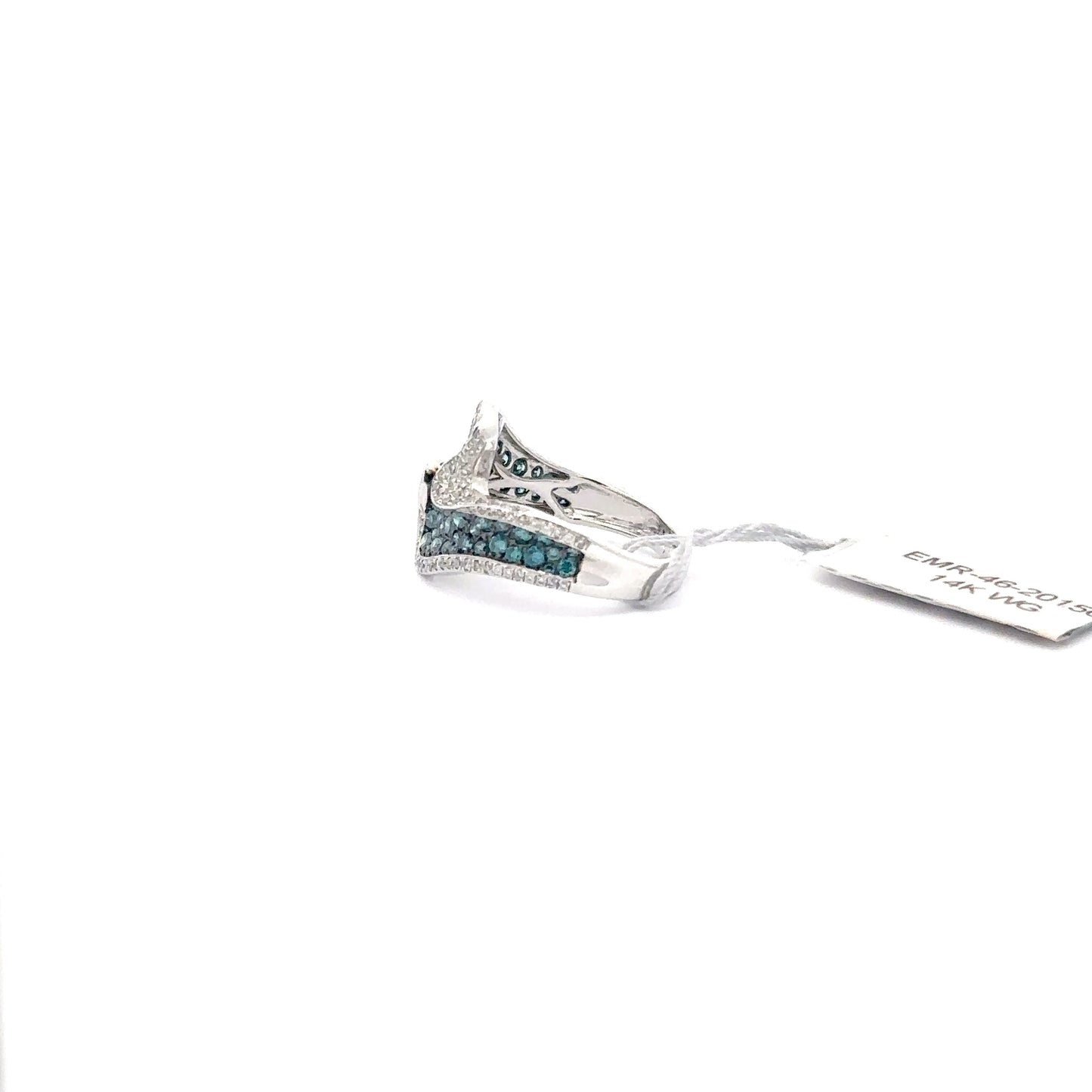 14K White Gold | 0.30 ct Natural Diamond | 0.82 ct Natural Blue Diamonds.