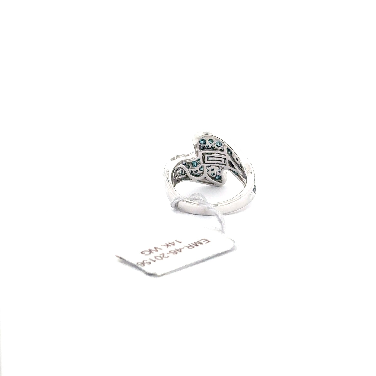 14K White Gold | 0.30 ct Natural Diamond | 0.82 ct Natural Blue Diamonds.