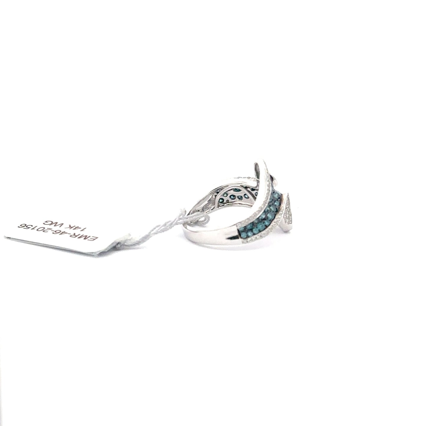 14K White Gold | 0.30 ct Natural Diamond | 0.82 ct Natural Blue Diamonds.
