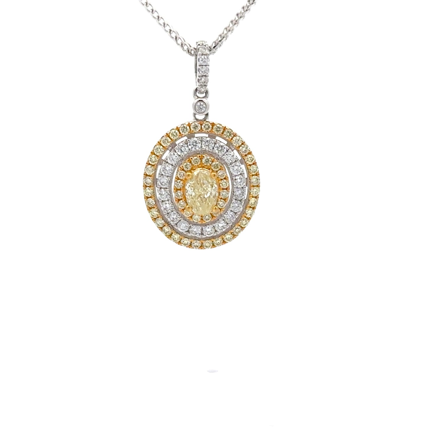 1.44 ctw Natural Diamonds & Natural Yellow Diamonds Pendant | 14k Yellow/White Gold.