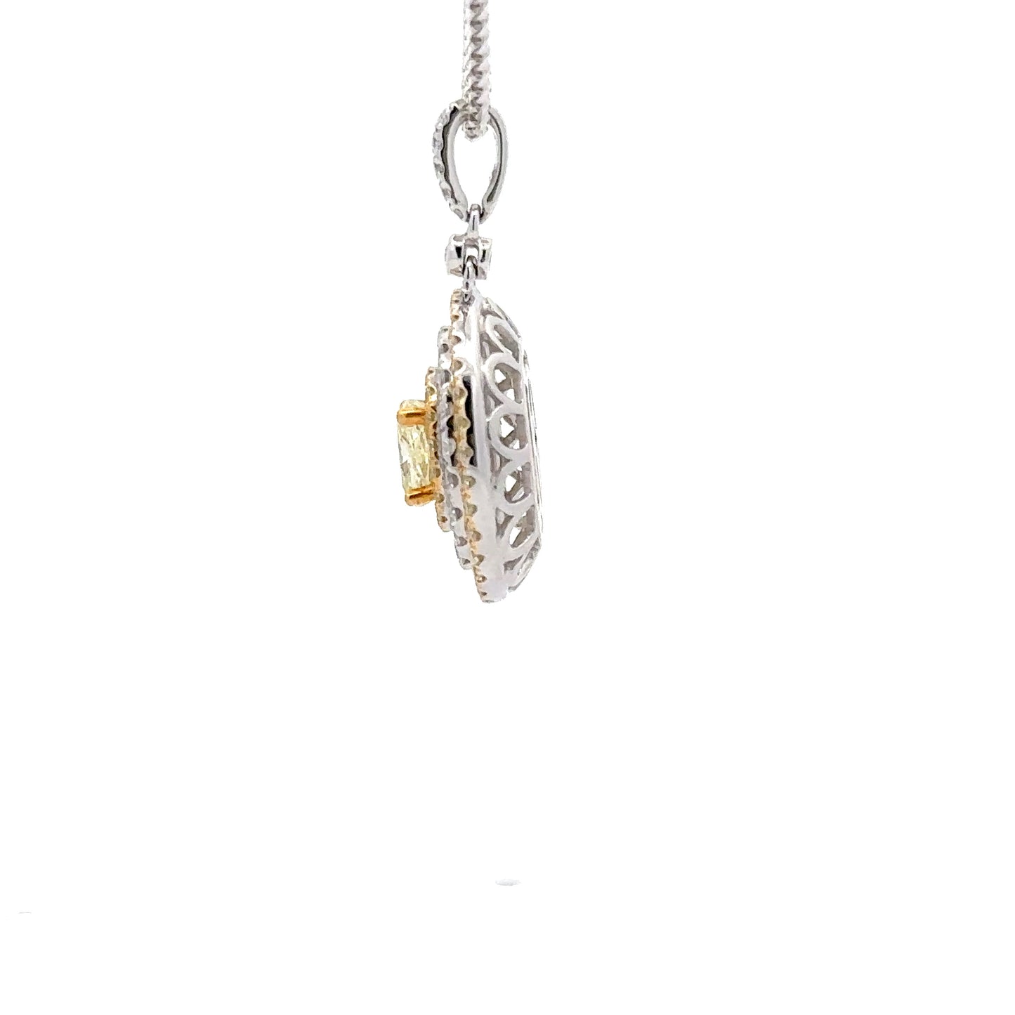 1.44 ctw Natural Diamonds & Natural Yellow Diamonds Pendant | 14k Yellow/White Gold.