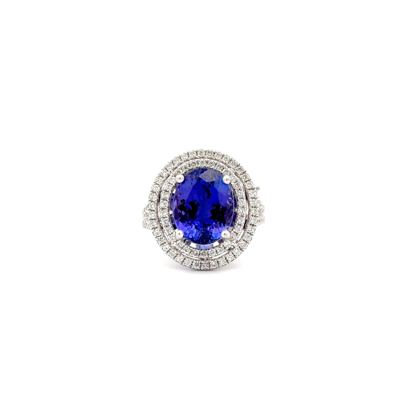 Natural Oval-cut Tanzanite in 14K White Gold