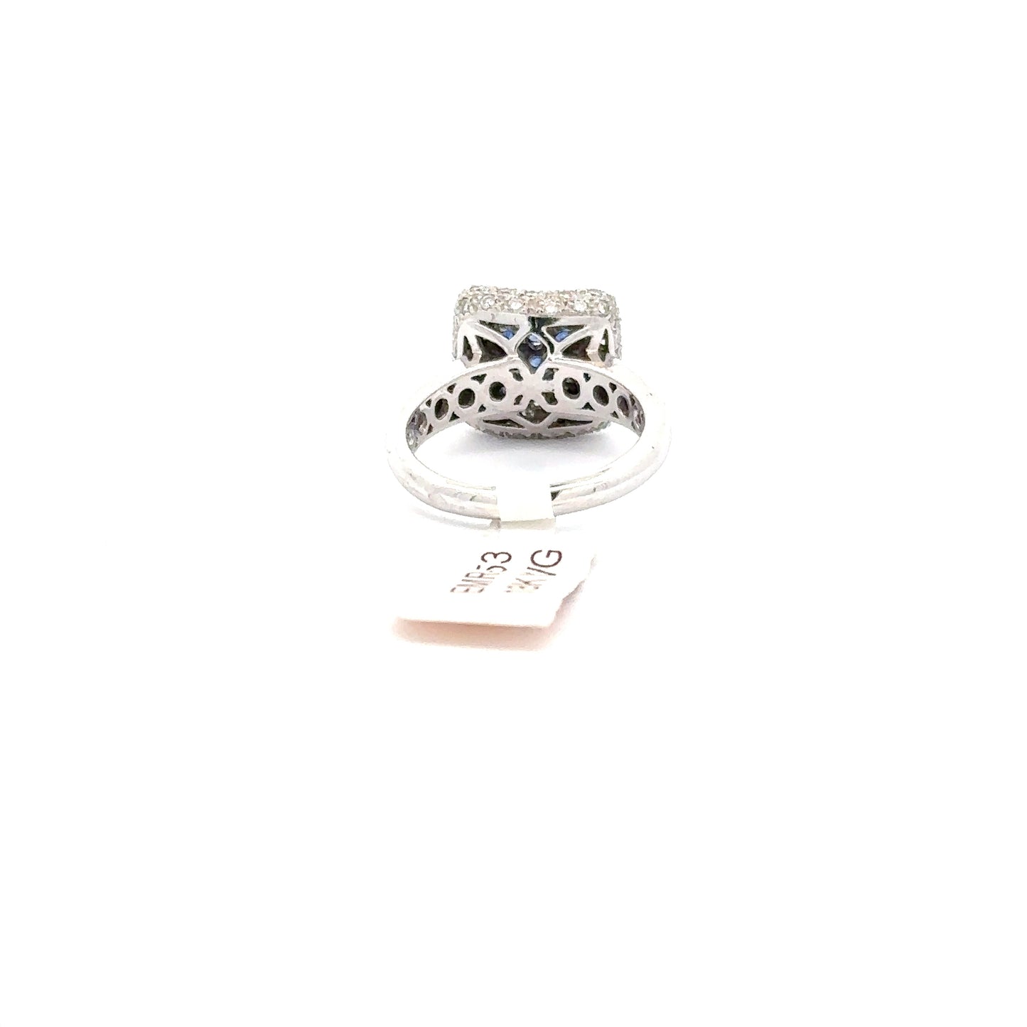 14K WHITE GOLD | 0.50 CT NATURAL DIAMOND | 0.50 NATURAL BLUE SAPPHIRE RING.